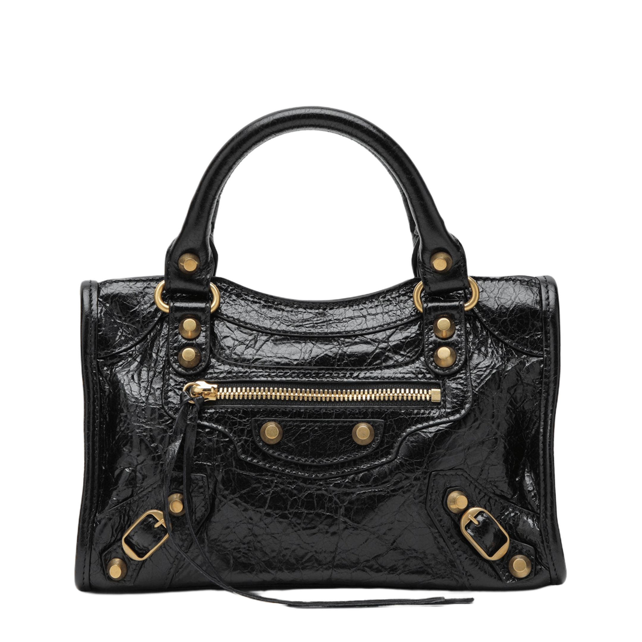 Balenciaga Le City Mini Textured Lambskin Leather Shoulder Bag - Black