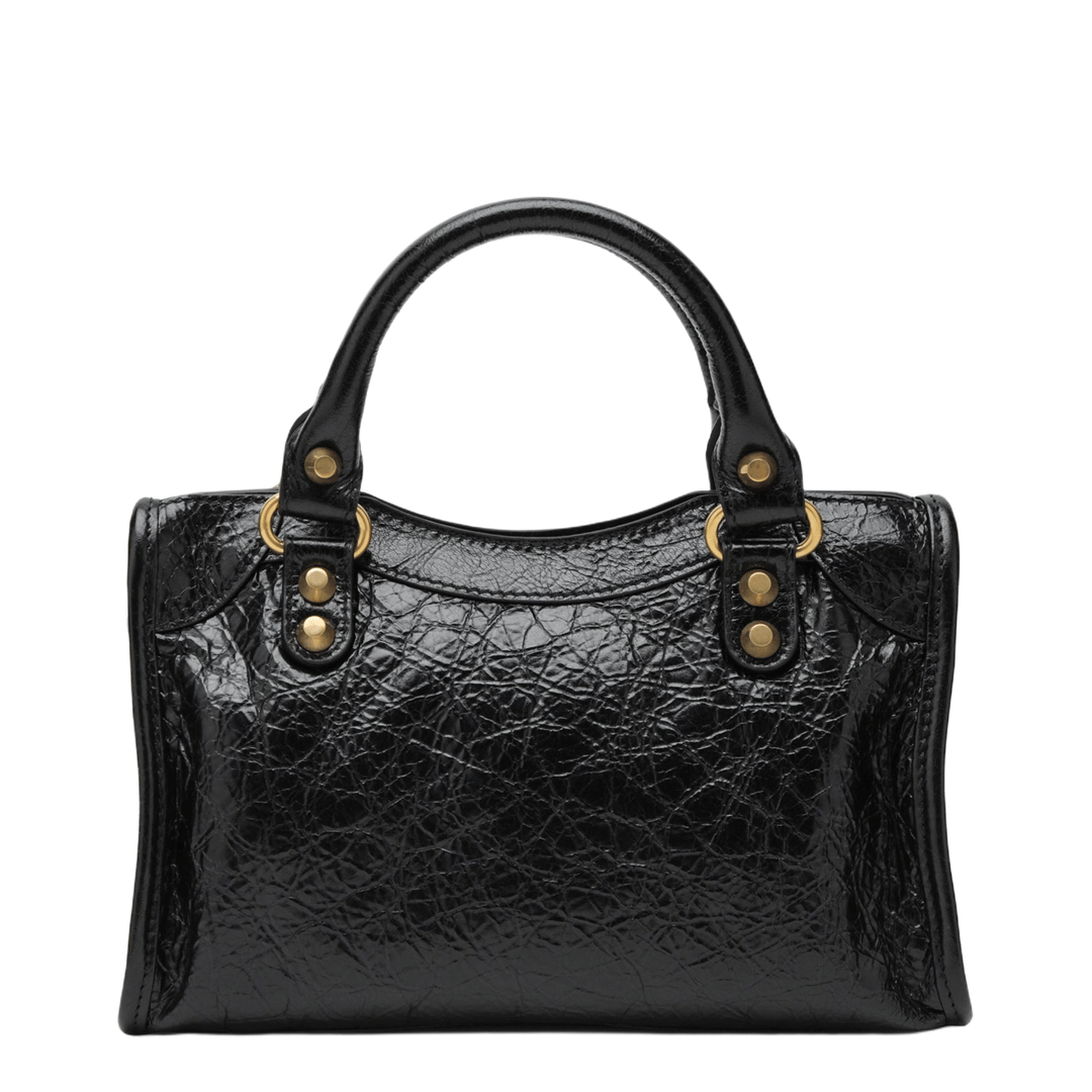 Balenciaga Le City Mini Textured Lambskin Leather Shoulder Bag - Black