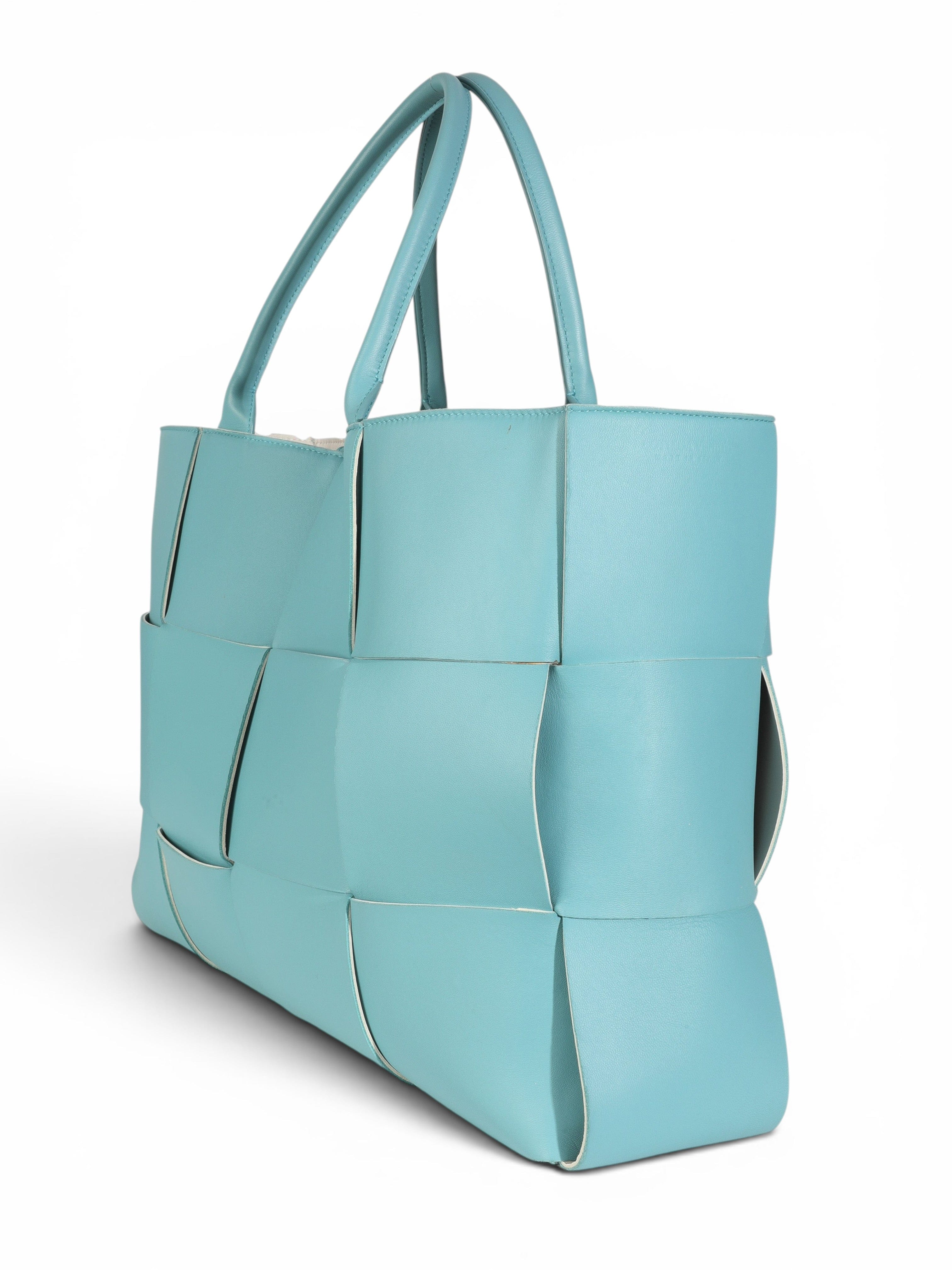 Bottega Veneta Light Blue Maxi Intrecciato Large Arco Tote