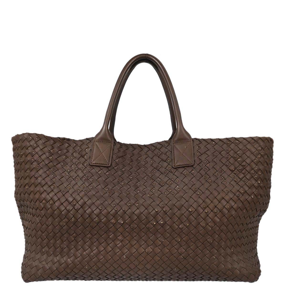 Bottega Veneta Brown Leather Intrecciato Tote Handbag