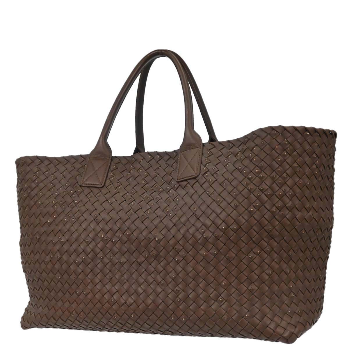 Bottega Veneta Brown Leather Intrecciato Tote Handbag