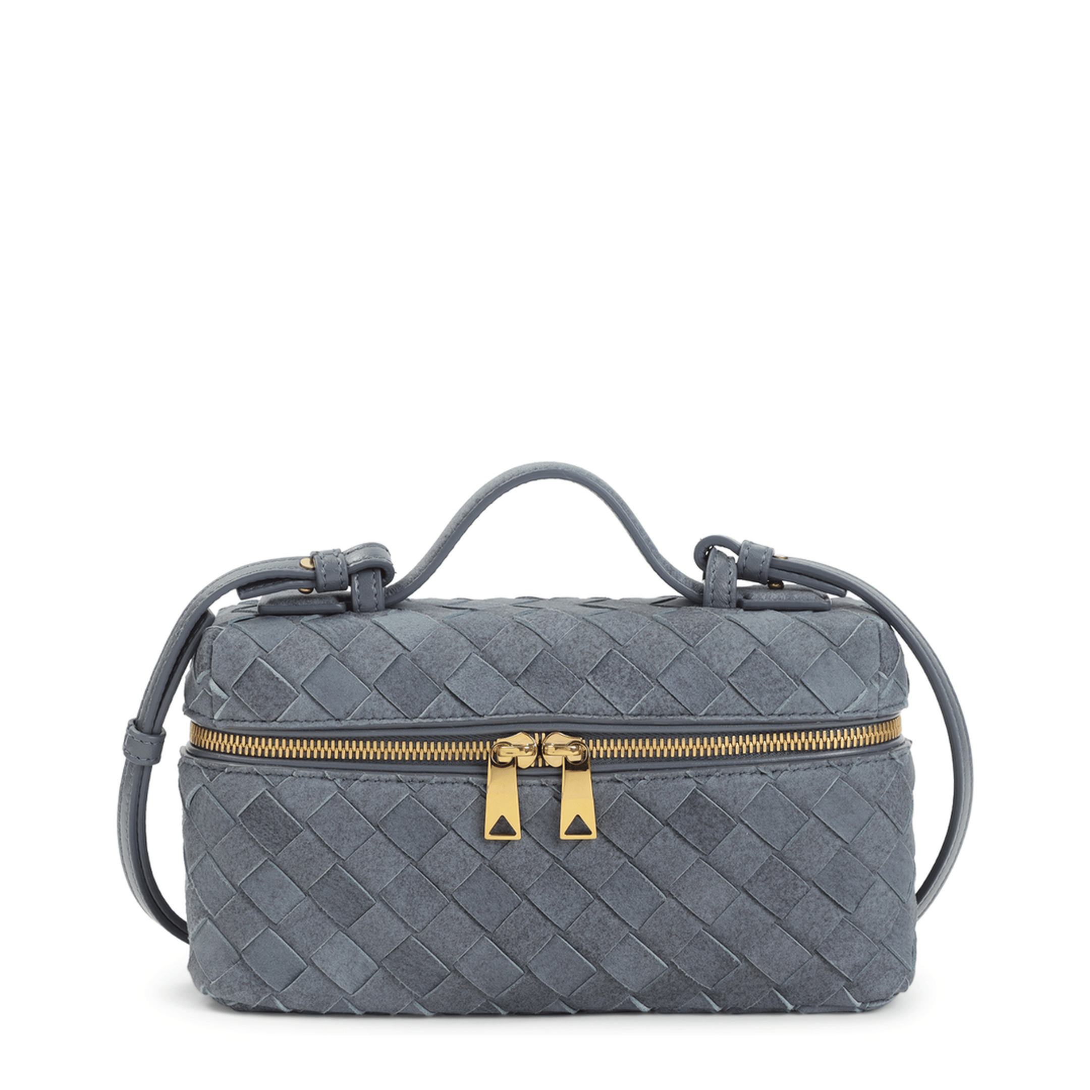 Bottega Veneta Bang Bang Intrecciato Suede Leather Handbag - Blue