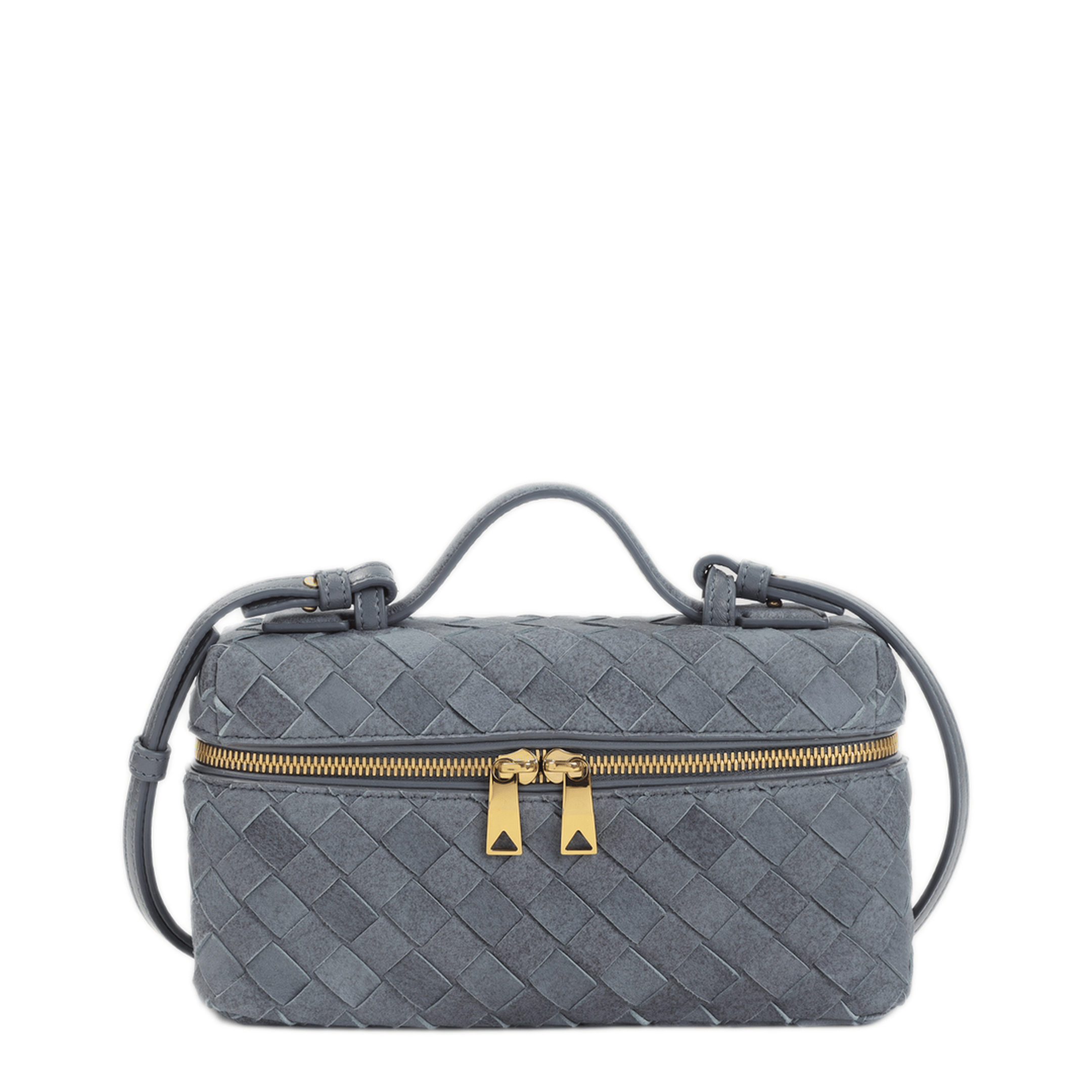 Bottega Veneta Bang Bang Intrecciato Suede Leather Handbag - Blue