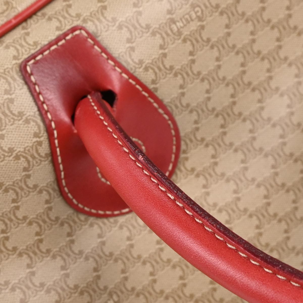 Celine Beige PVC Macadam Duffle 2way Shoulder Handbag
