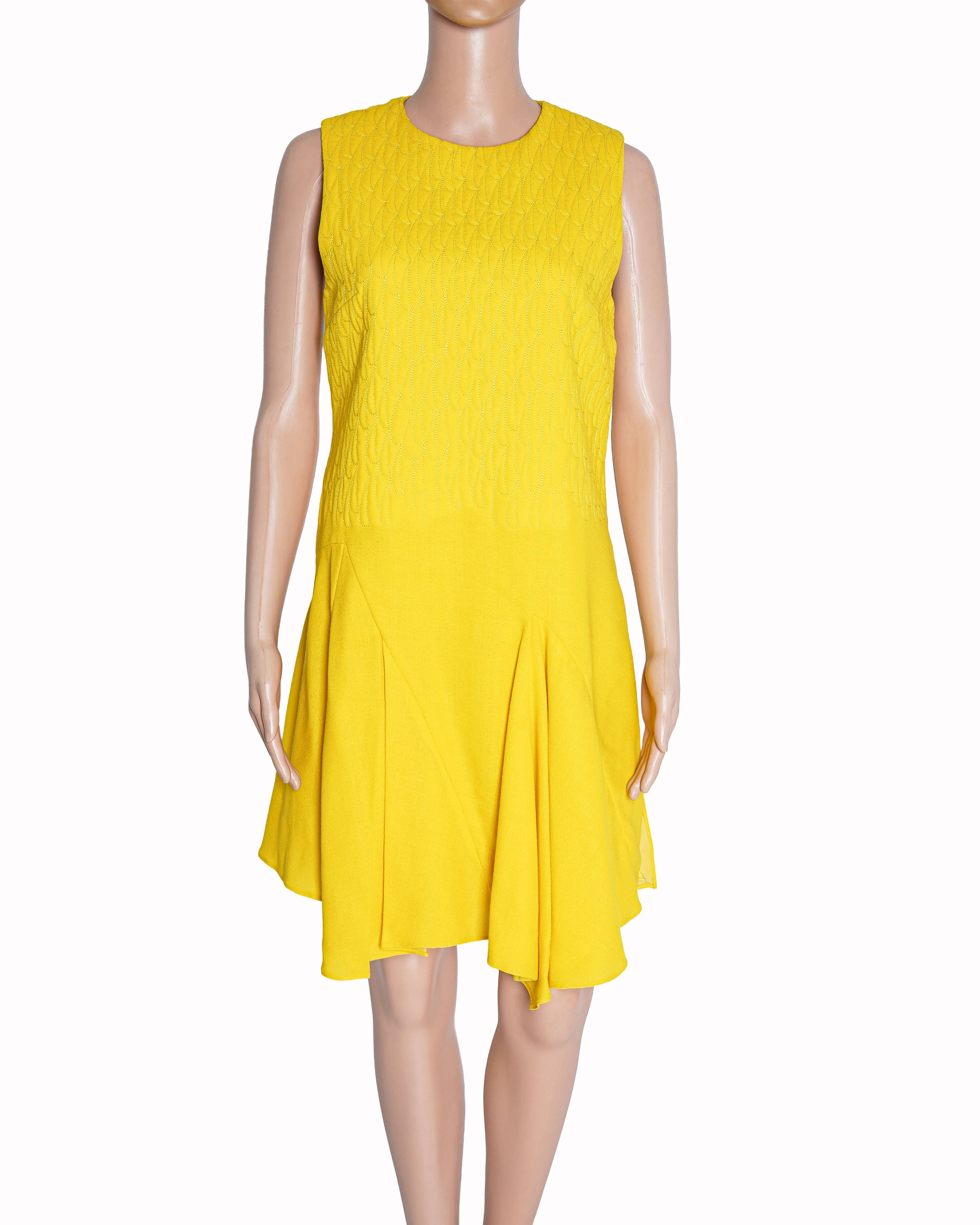 Dior Christian Dior Yellow Structured Mini Dress