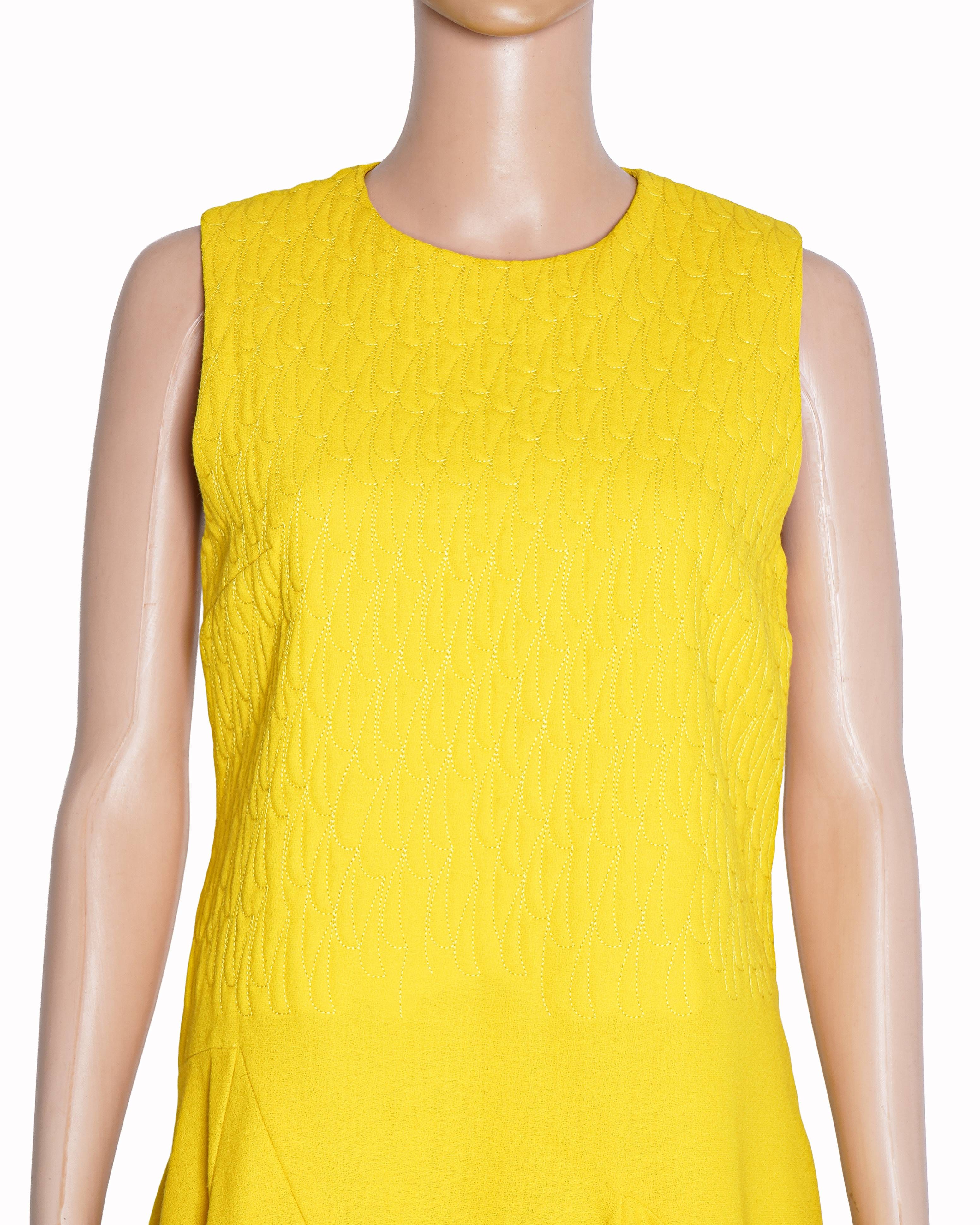 Dior Christian Dior Yellow Structured Mini Dress