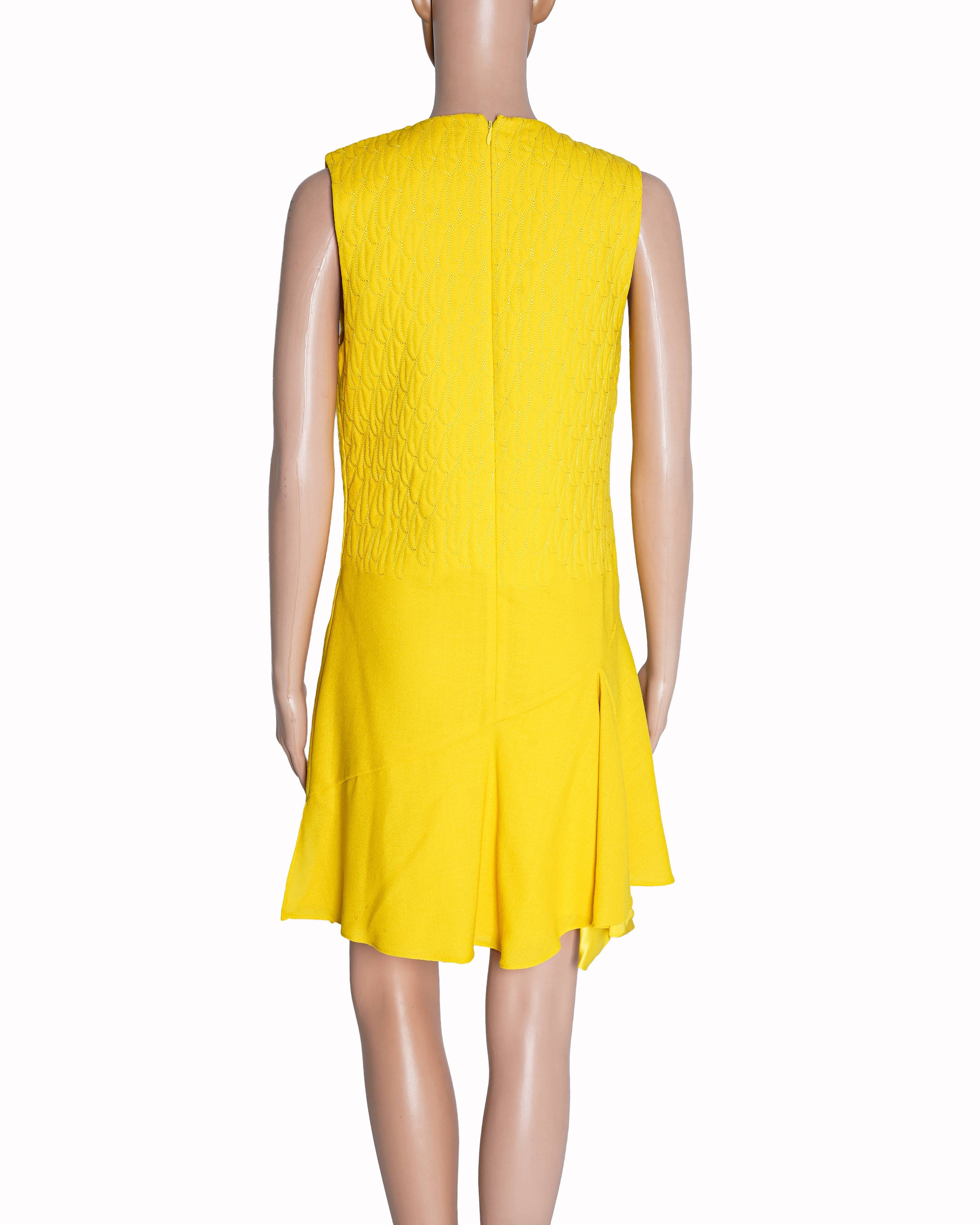 Dior Christian Dior Yellow Structured Mini Dress