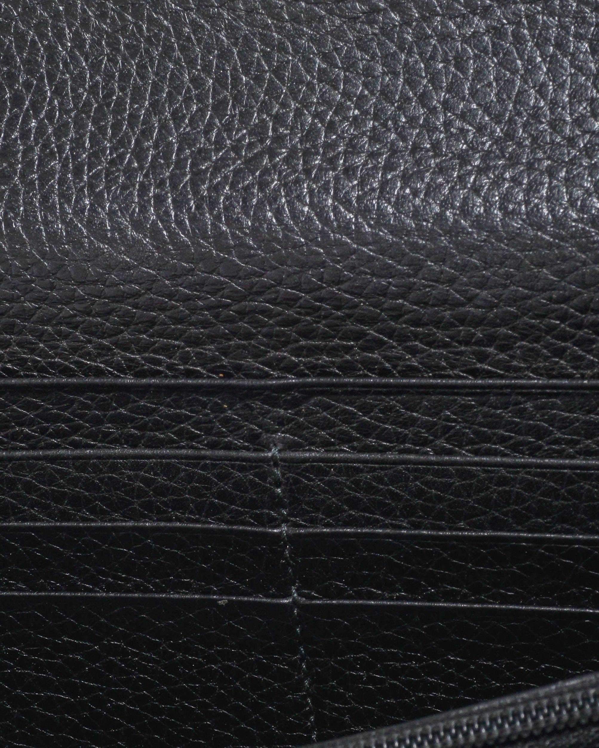 Gucci Black Leather Animalier Continental Wallet