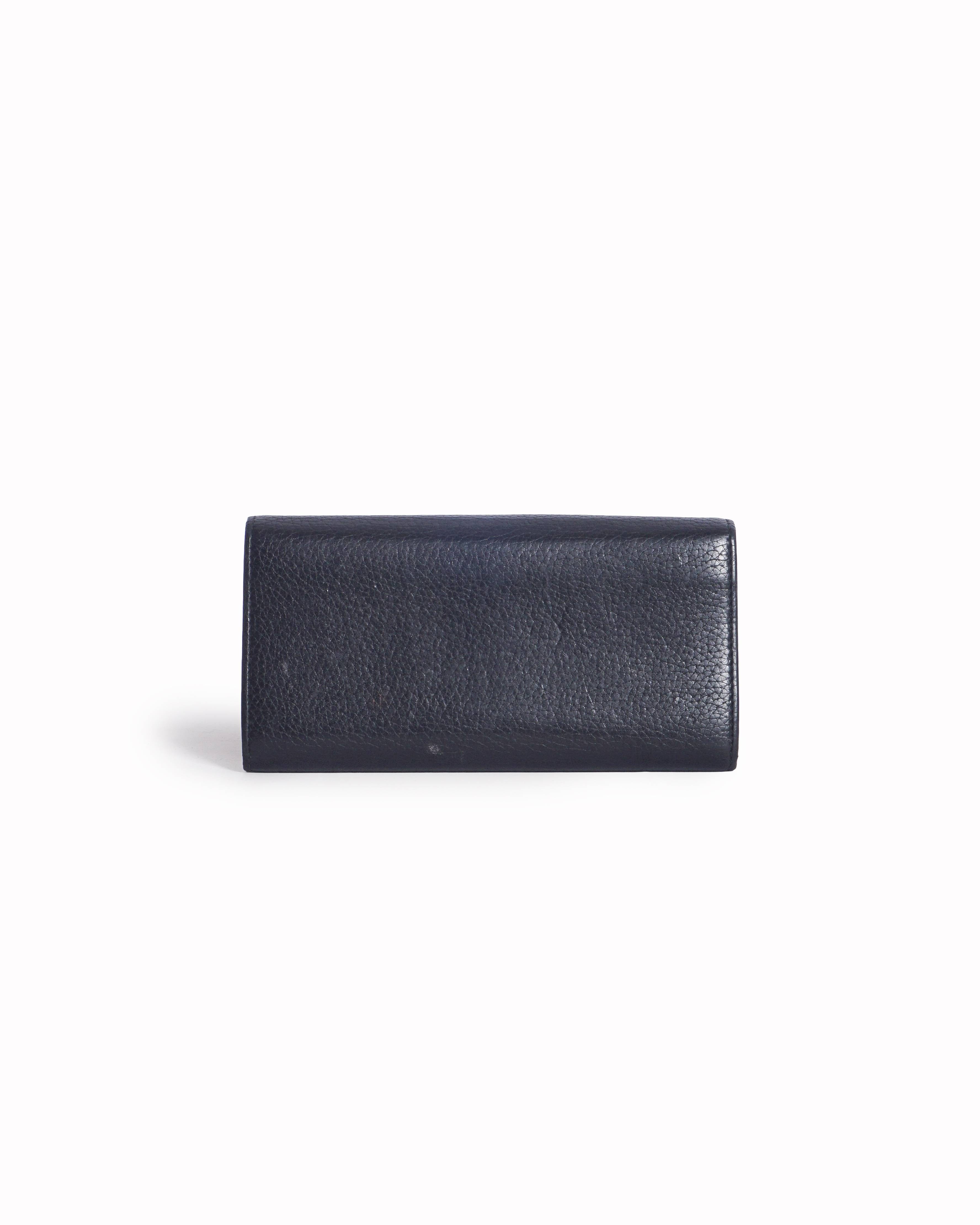 Gucci Black Leather Animalier Continental Wallet