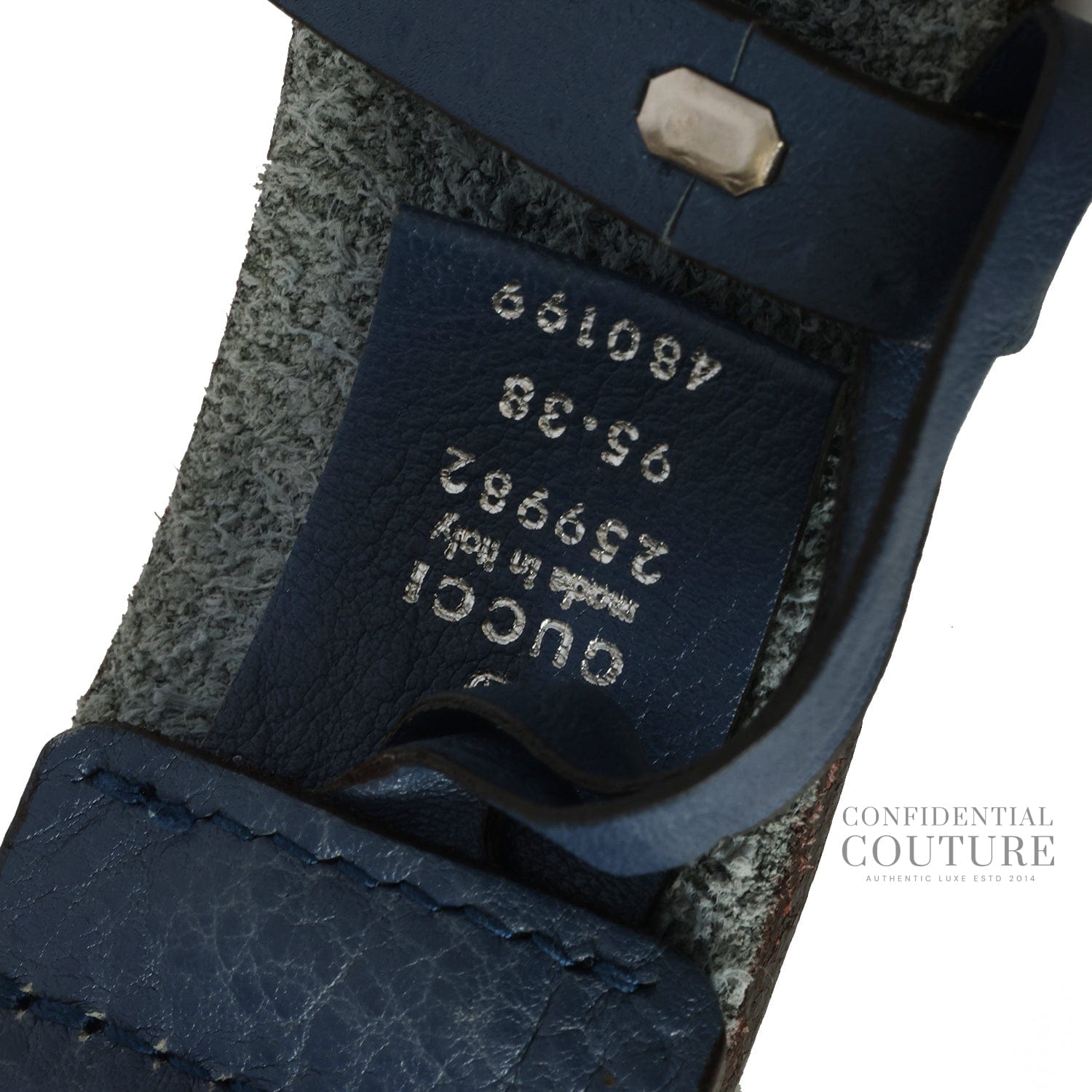 Gucci Blue GG Marmont Pebled Leather Belt - 38