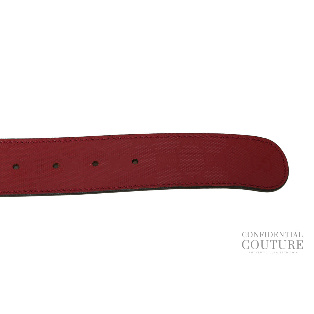 Gucci GG Guccisima Interlocking Cherry Patent Leather Belt - 34"