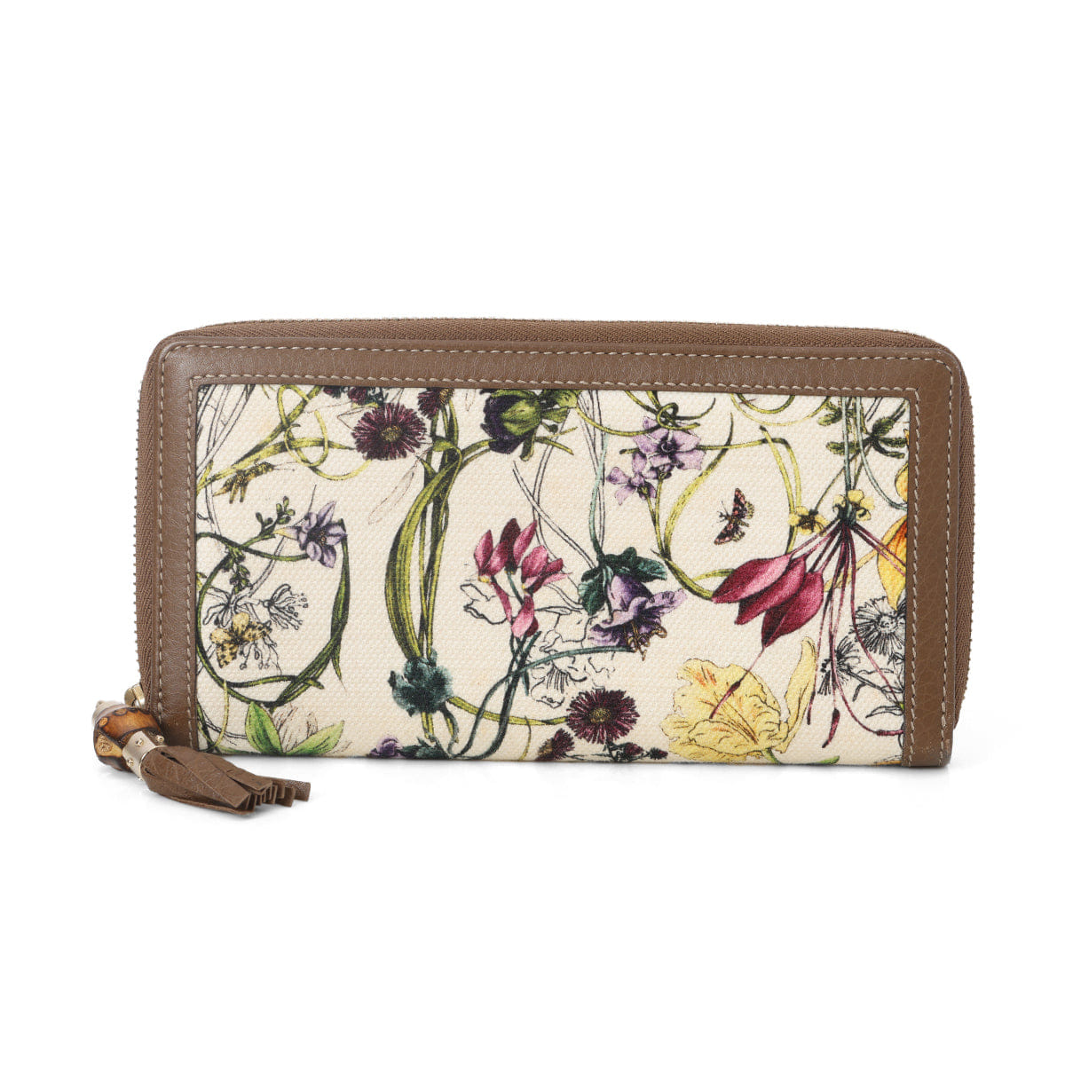 Gucci Flora Bamboo Continental Zip Around Wallet