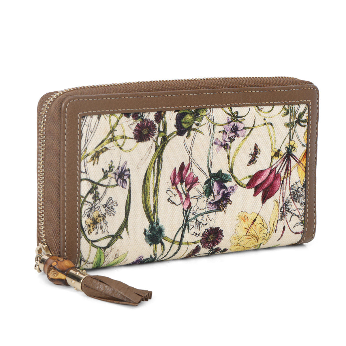 Gucci Flora Bamboo Continental Zip Around Wallet