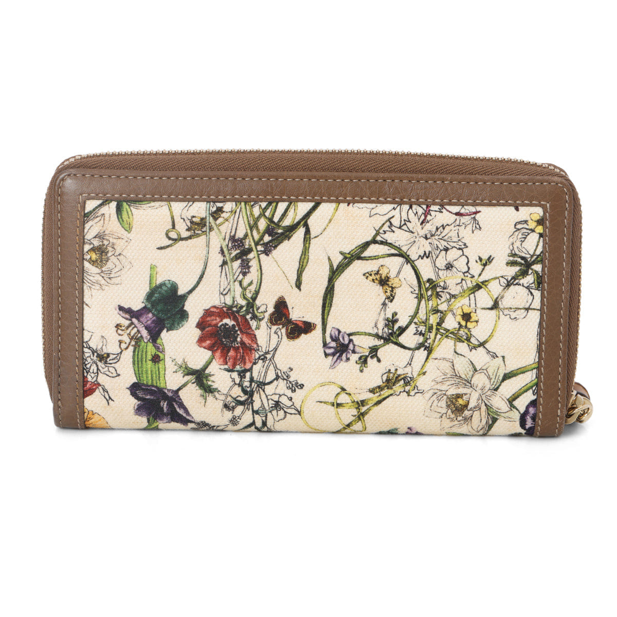 Gucci Flora Bamboo Continental Zip Around Wallet
