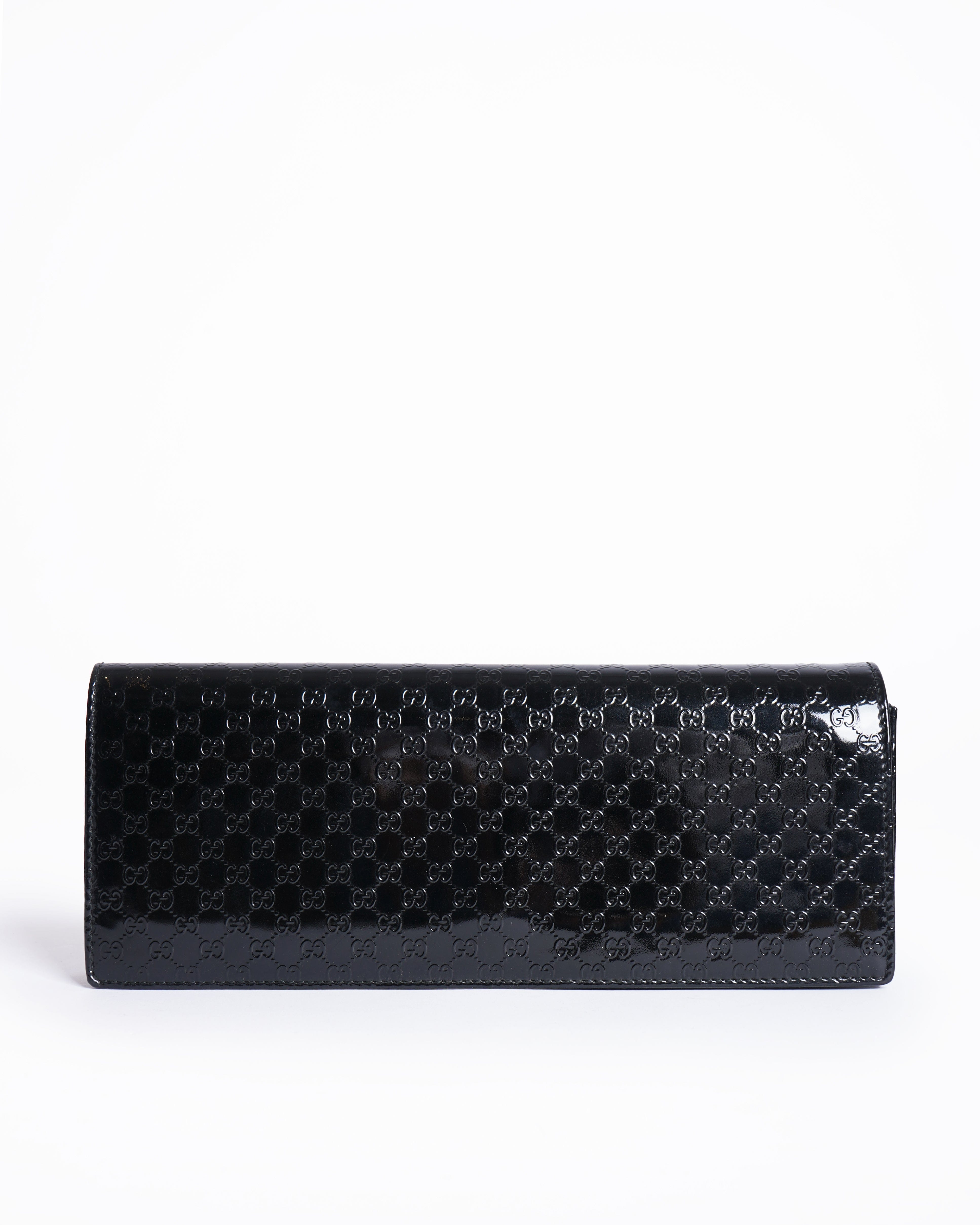 Gucci microguccissima patent leather long wallet in black