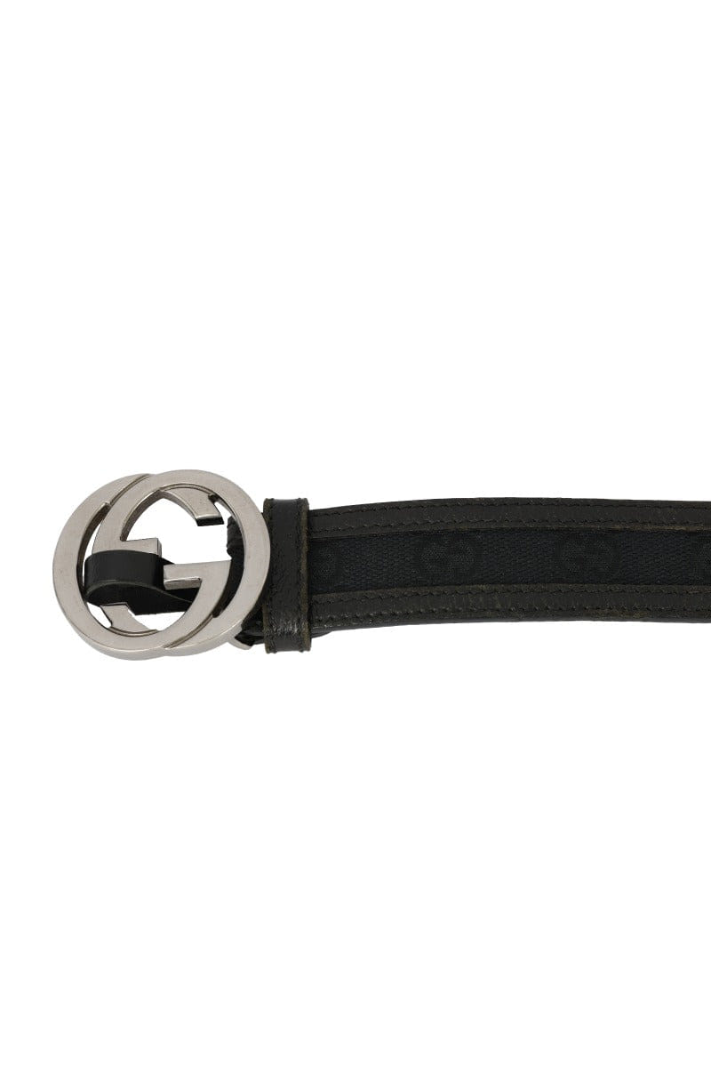 Gucci Size - 85 cm/ 34 Inch Monogram Canvas And Leather Gg Interlocking Buckle Belt