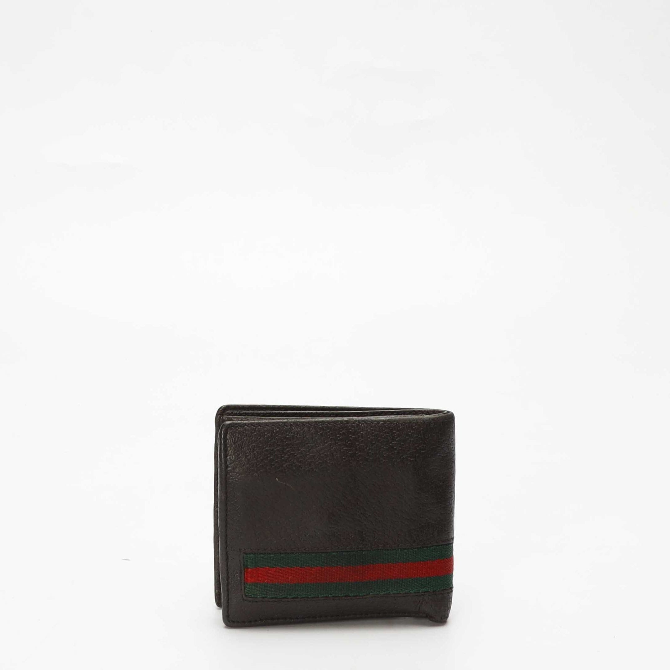 Gucci Black Leather Web Bifold Wallet