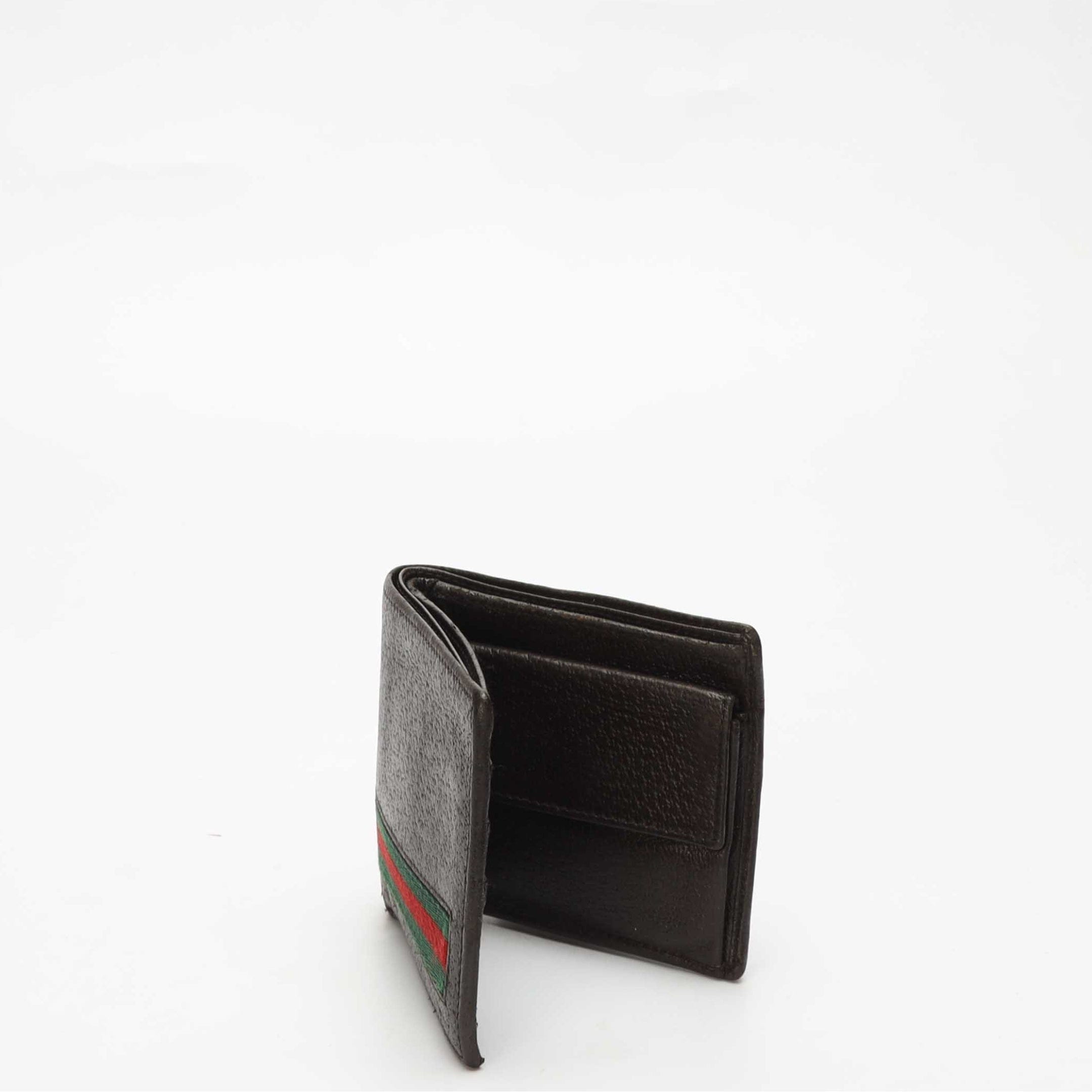 Gucci Black Leather Web Bifold Wallet