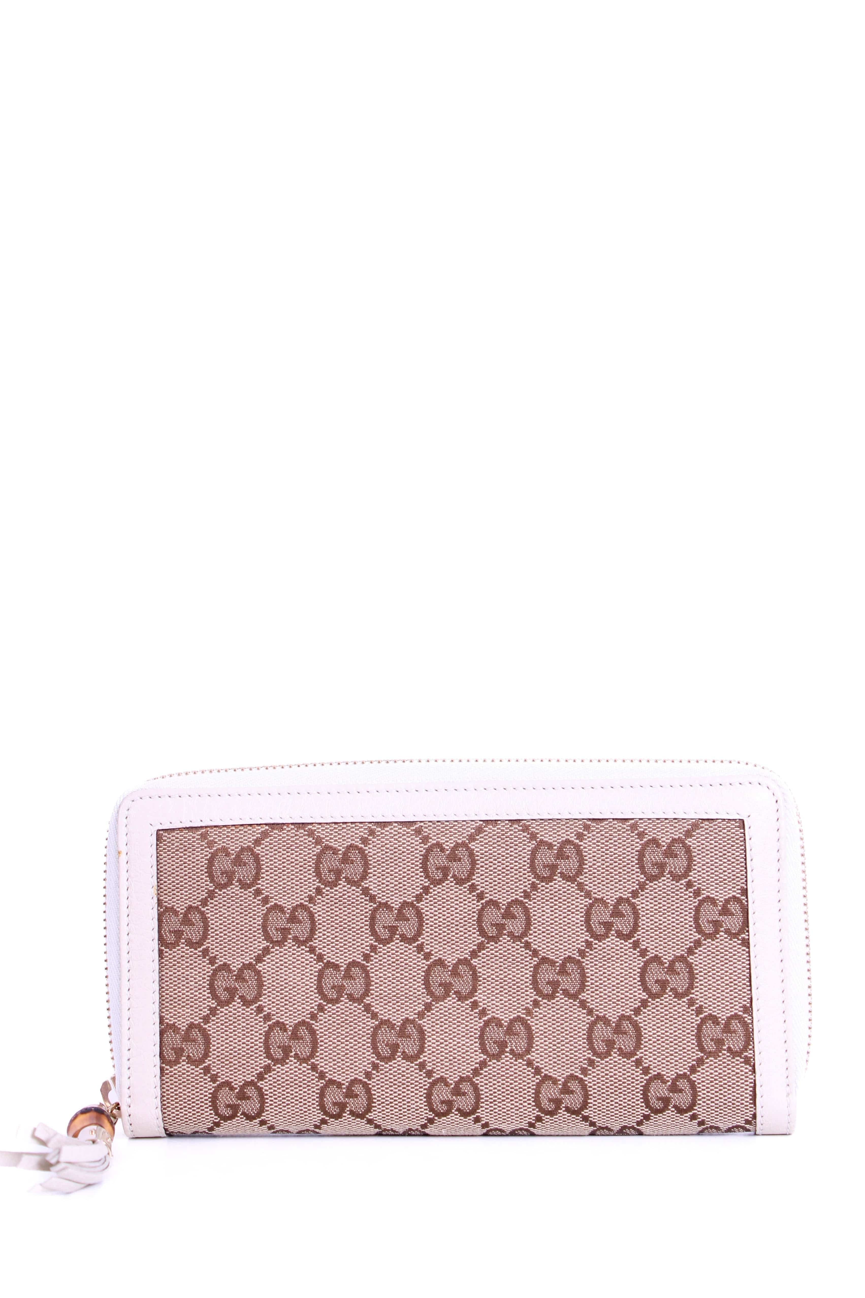 Gucci Purse With Bamboo Tassel Zip Brown Monogram