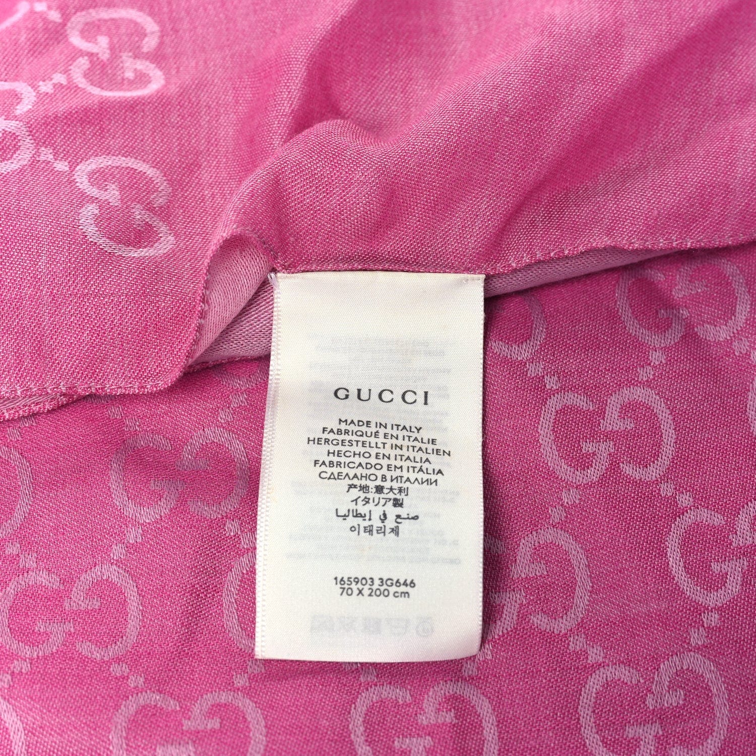 Gucci Wool Silk GG Monogram GGNat Scarf Roseate
