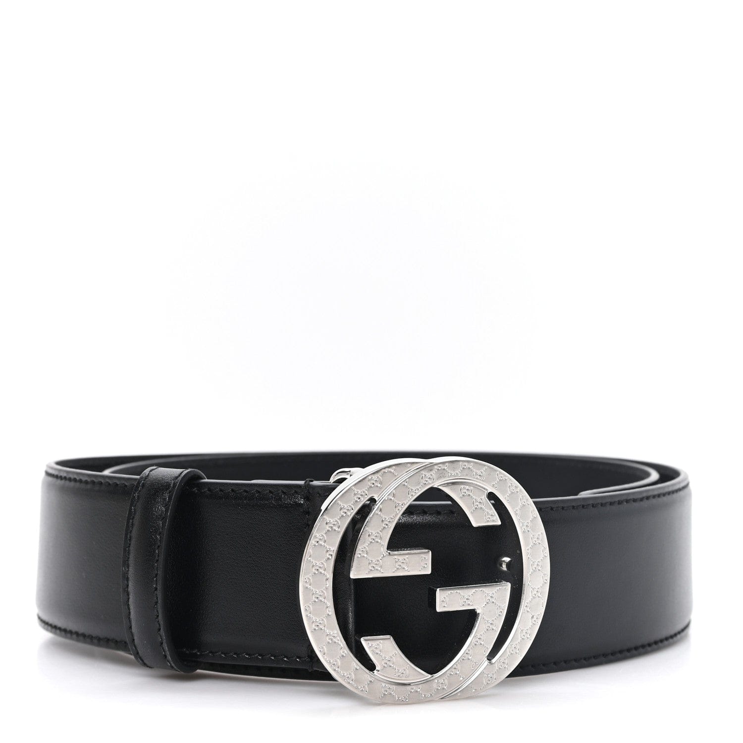 Gucci Plutone Calfskin Interlocking G 40 mm Belt 80 32 Black