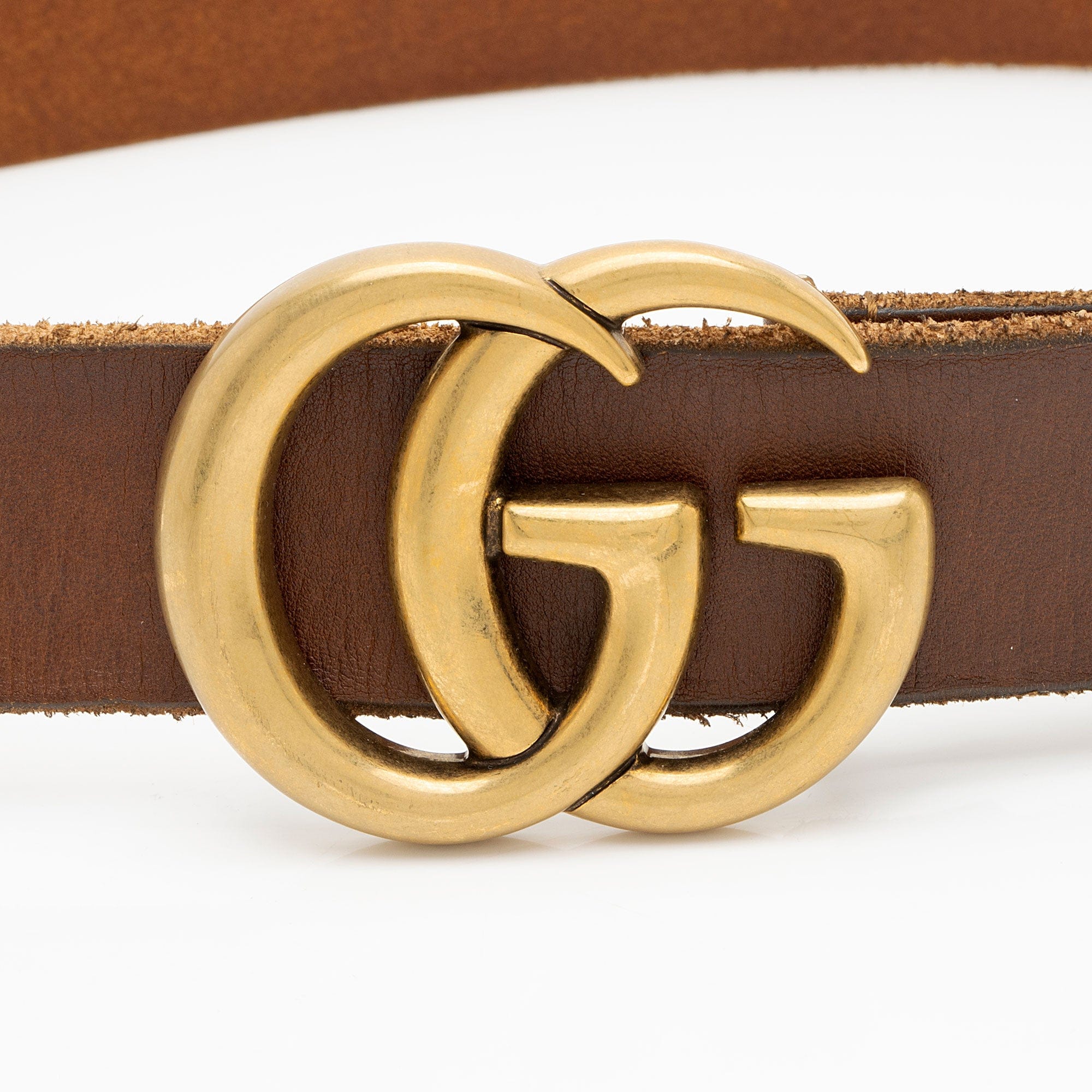 Gucci Distressed Leather GG Marmont Belt