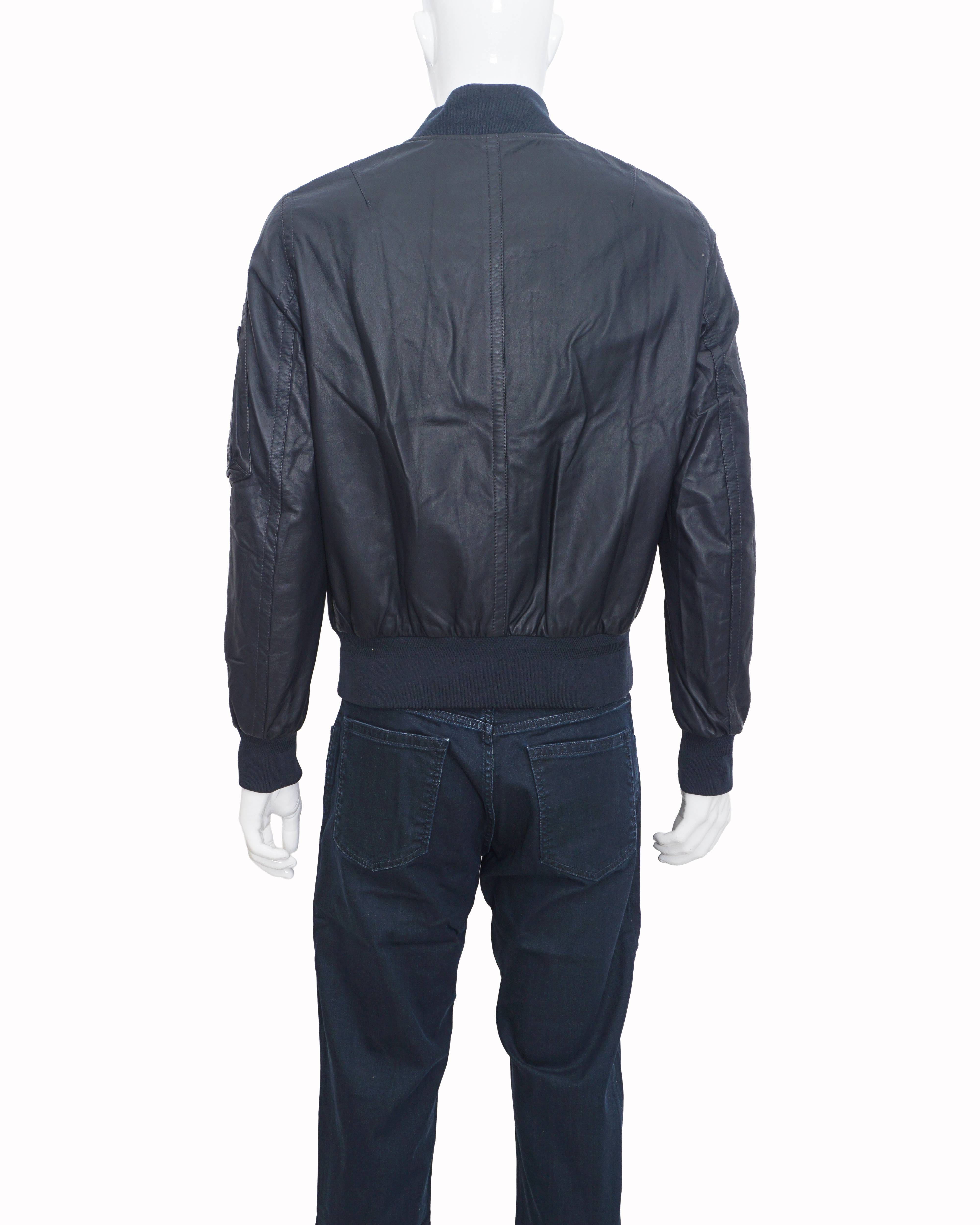 Burberry Men's Black Leather Pilot Bomber Jacket