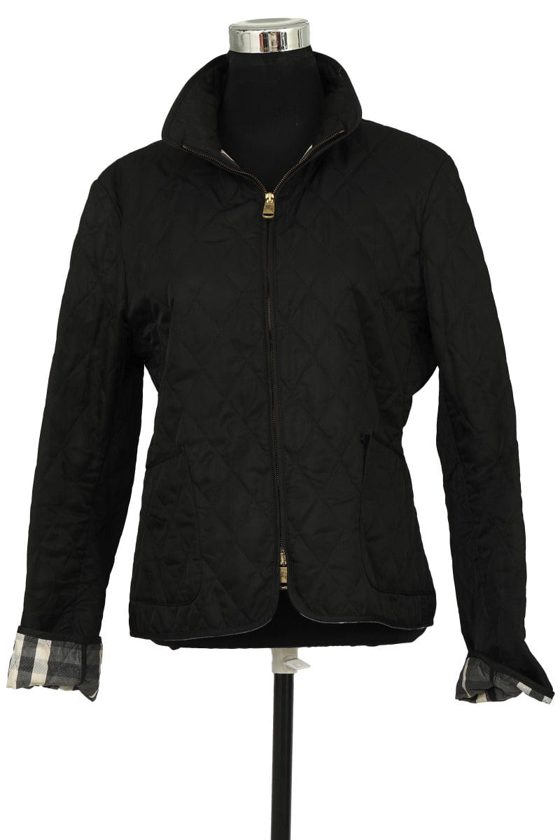 Burberry Size L Short Black Size Large Zip - Up Quilted Jacket