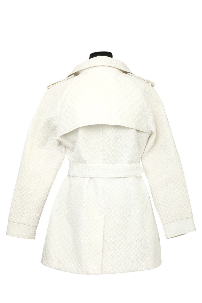 Burberry Size L White Quilted Long Jacket