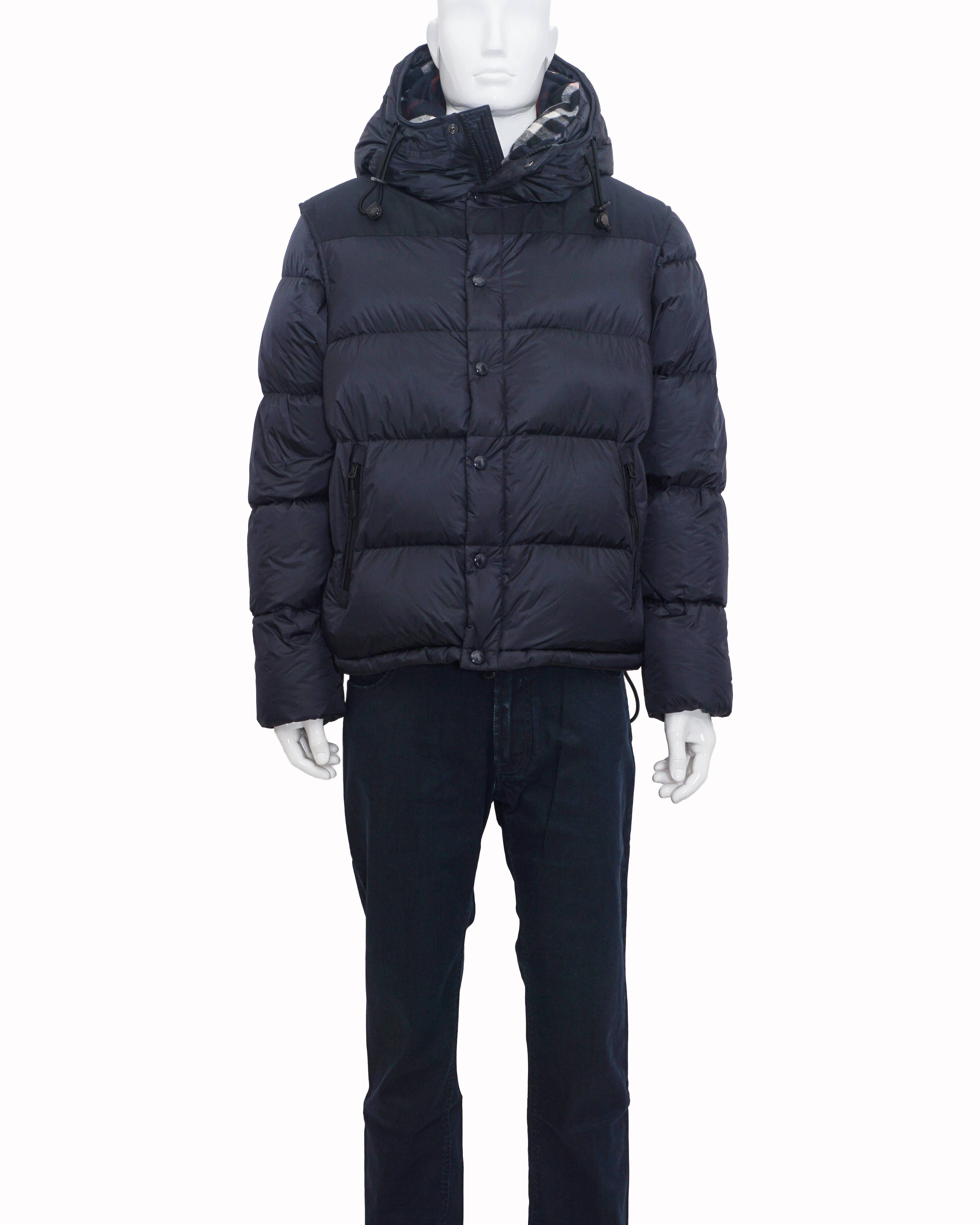 Burberry Leeds Navy Convertible Detachable Sleeve Down Jacket