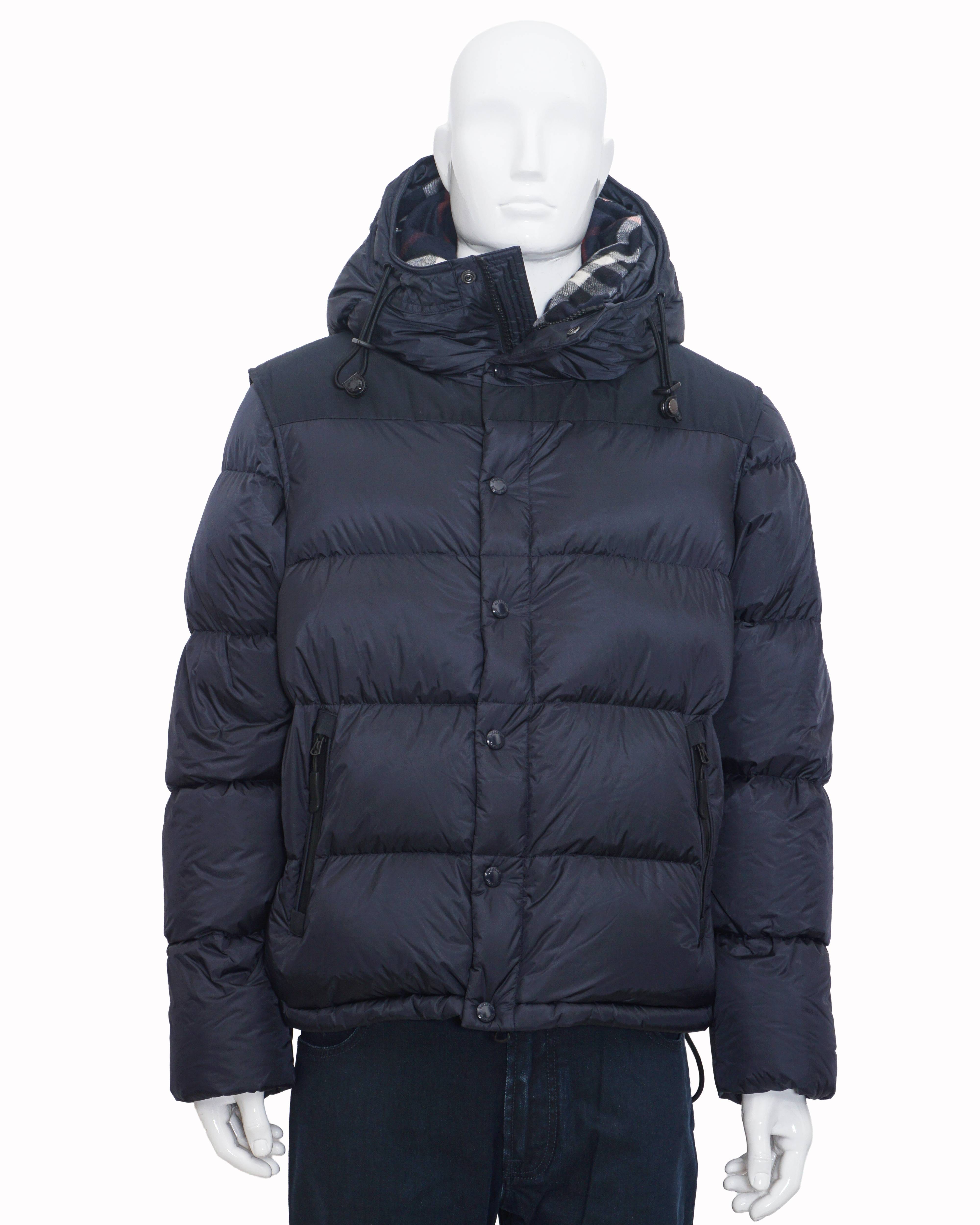 Burberry Leeds Navy Convertible Detachable Sleeve Down Jacket