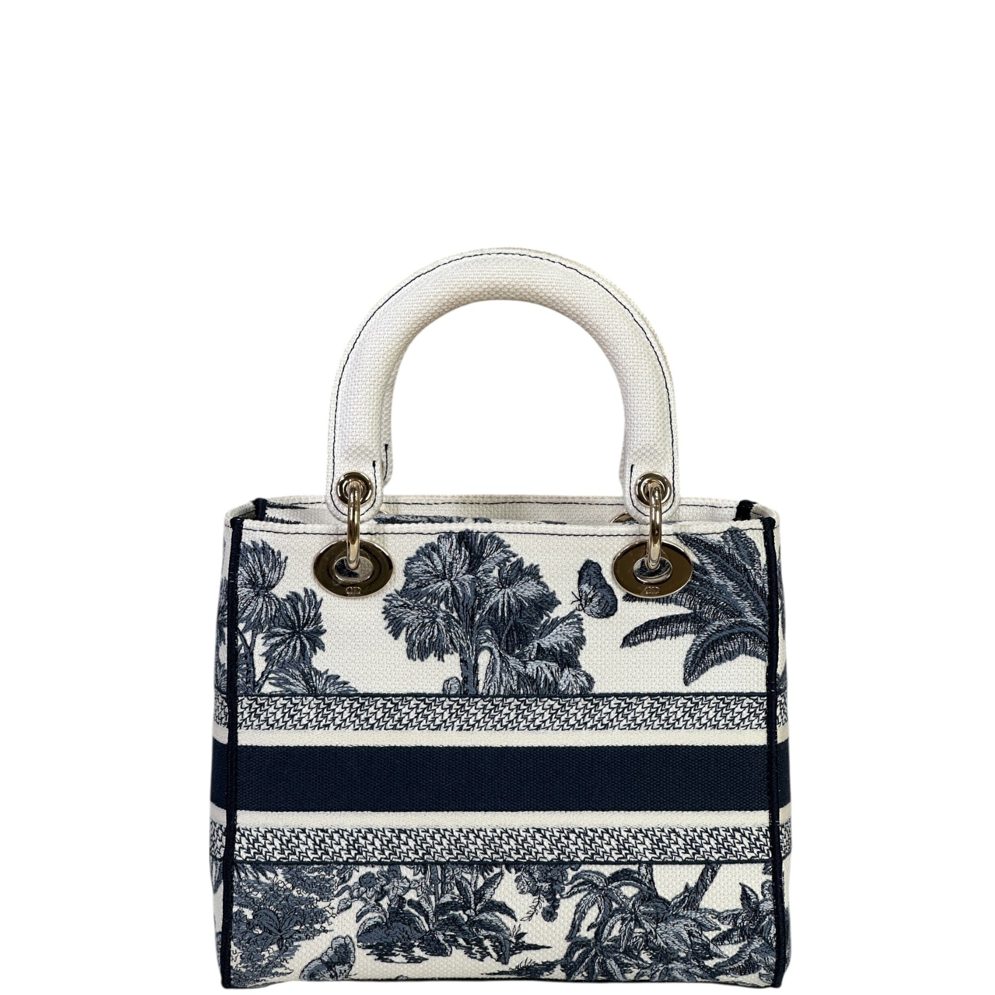 Christian Dior Lady D - Lite Bag Medium Toile de Jouy Blue White Canvas