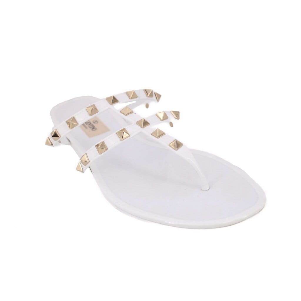 Valentino RUBBER ROCKSTUD SANDALS WHITE 40 EU | 9.5 US
