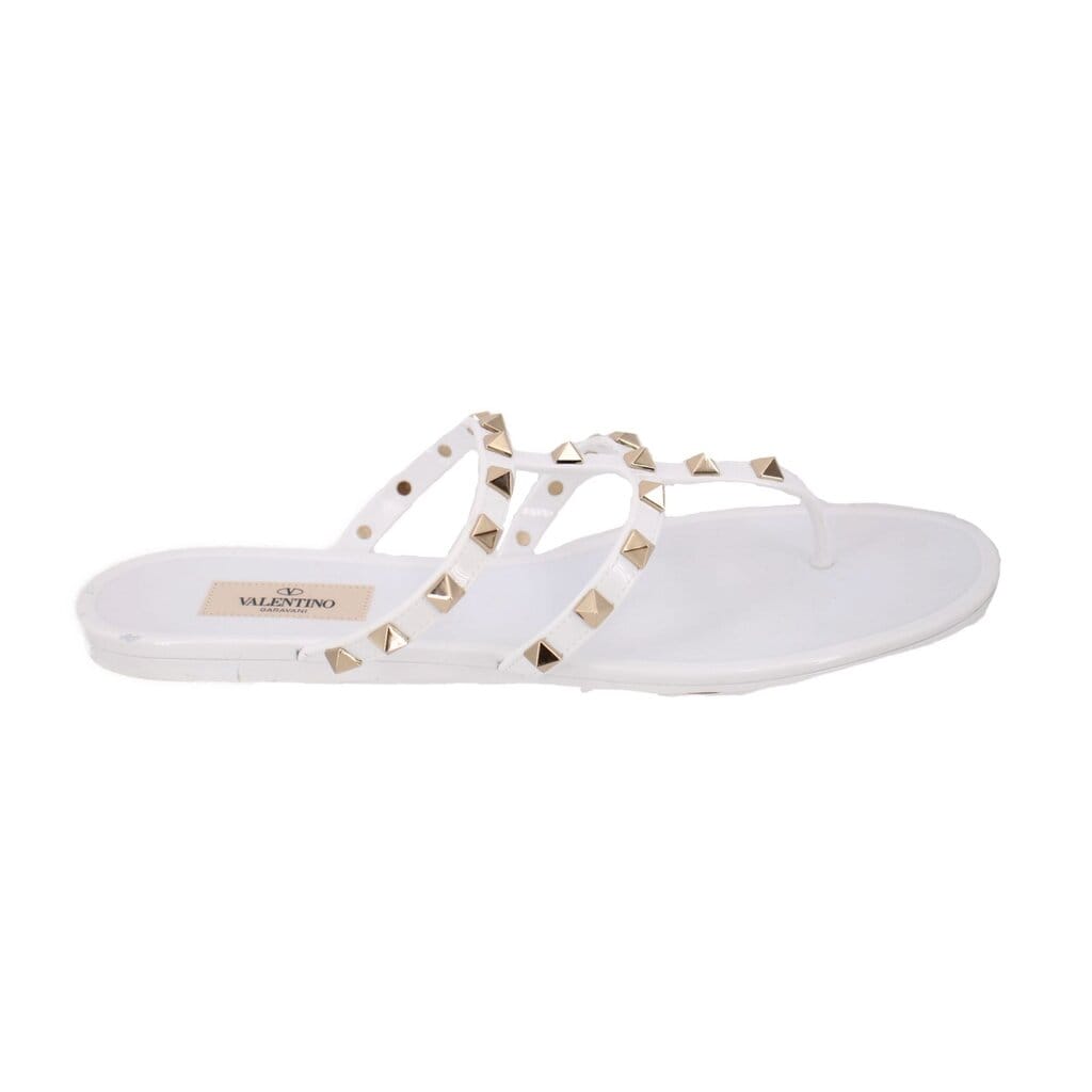 Valentino RUBBER ROCKSTUD SANDALS WHITE 40 EU | 9.5 US