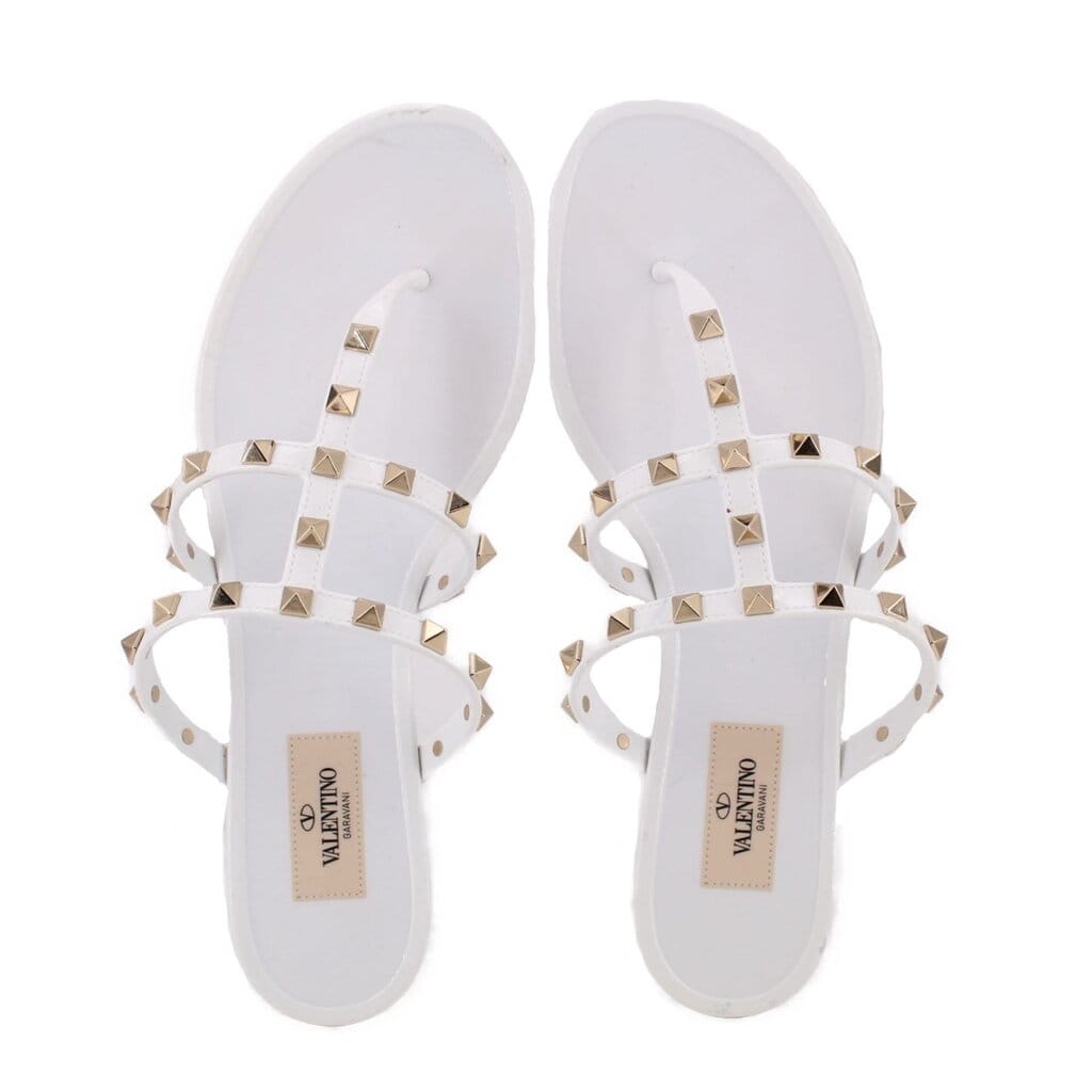 Valentino RUBBER ROCKSTUD SANDALS WHITE 40 EU | 9.5 US