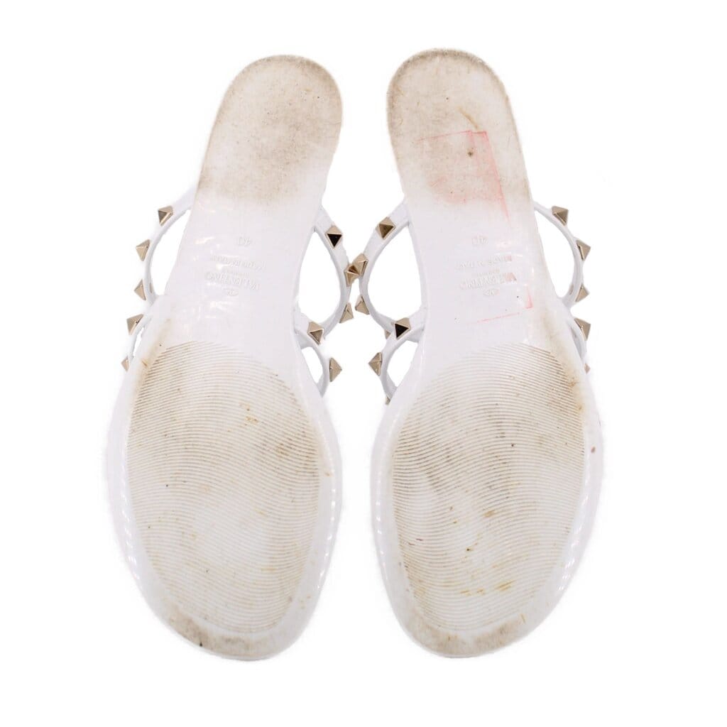 Valentino RUBBER ROCKSTUD SANDALS WHITE 40 EU | 9.5 US