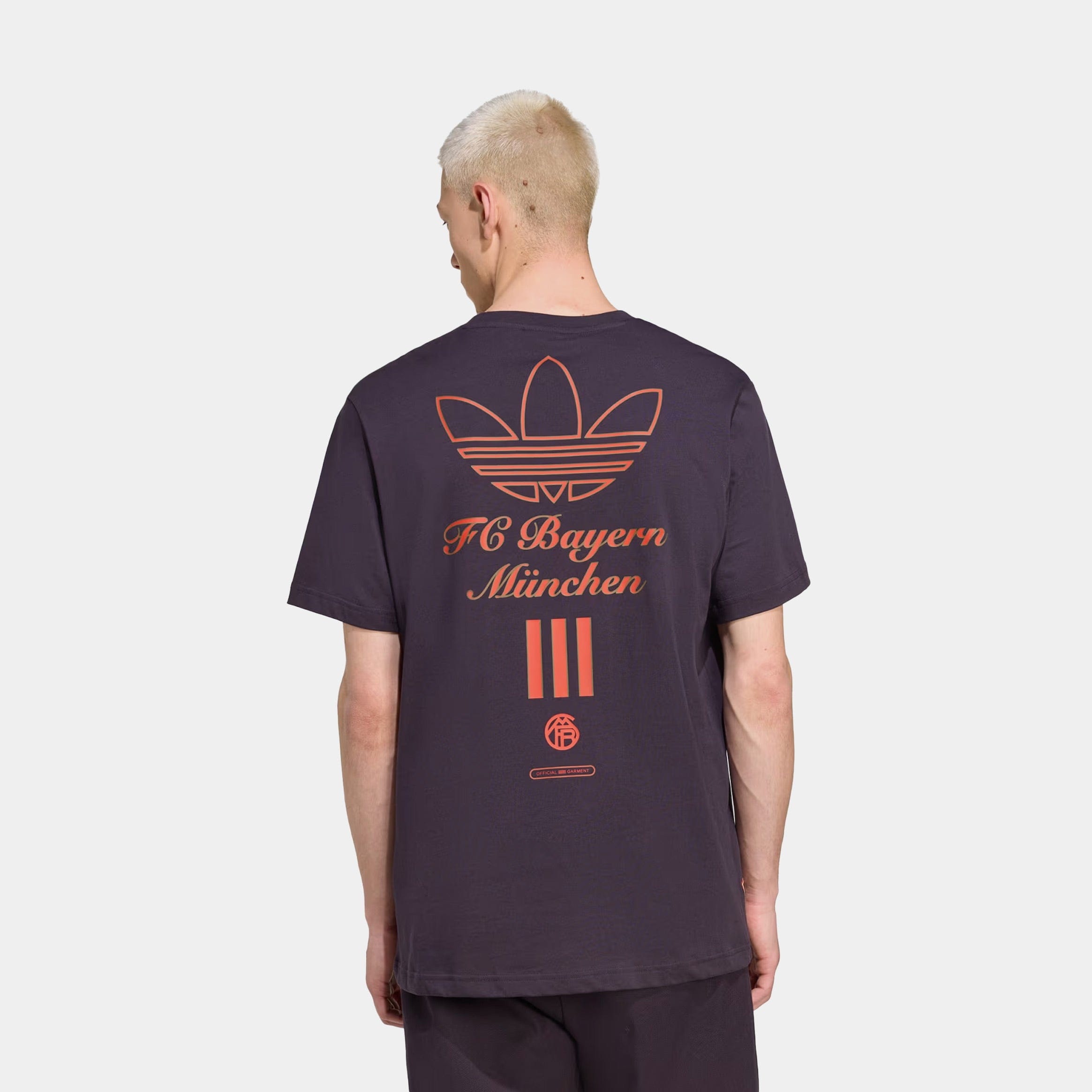 adidas FC Bayern Terrace Icons Graphic Mens Short Sleeve Shirt (Purple/Black)