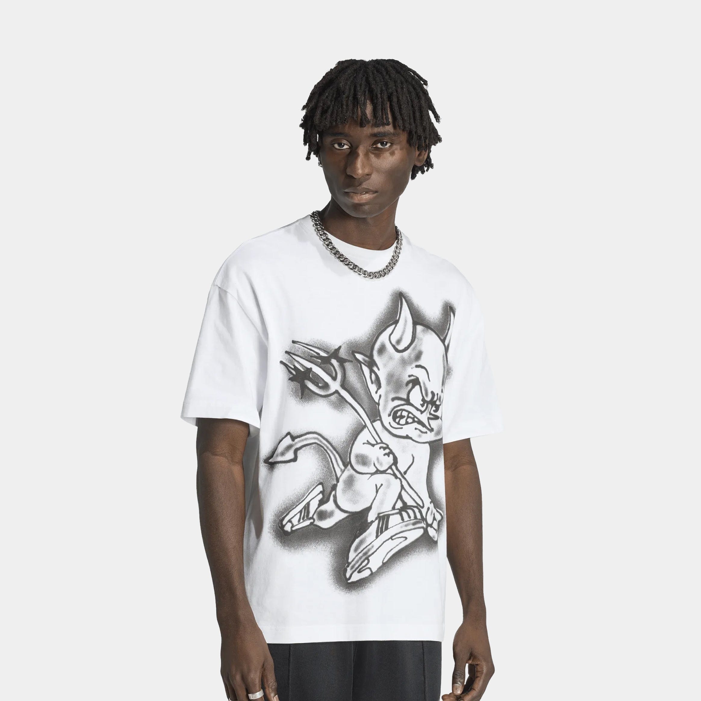 adidas Airbrush T-Shirt Mens Short Sleeve Shirt (White/Black)