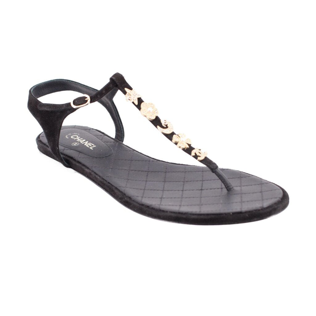 Chanel CHARM THONG SANDALS BLACK 41 EU | 10 US