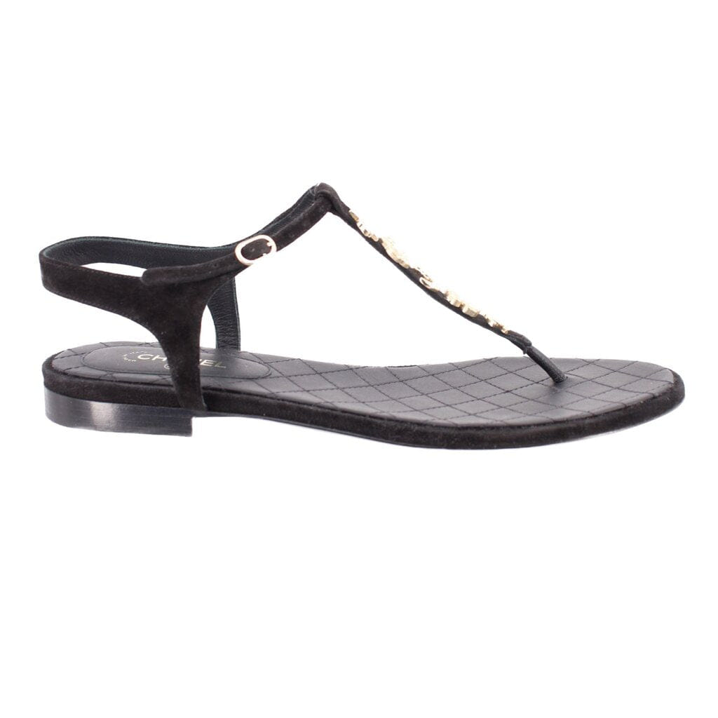 Chanel CHARM THONG SANDALS BLACK 41 EU | 10 US