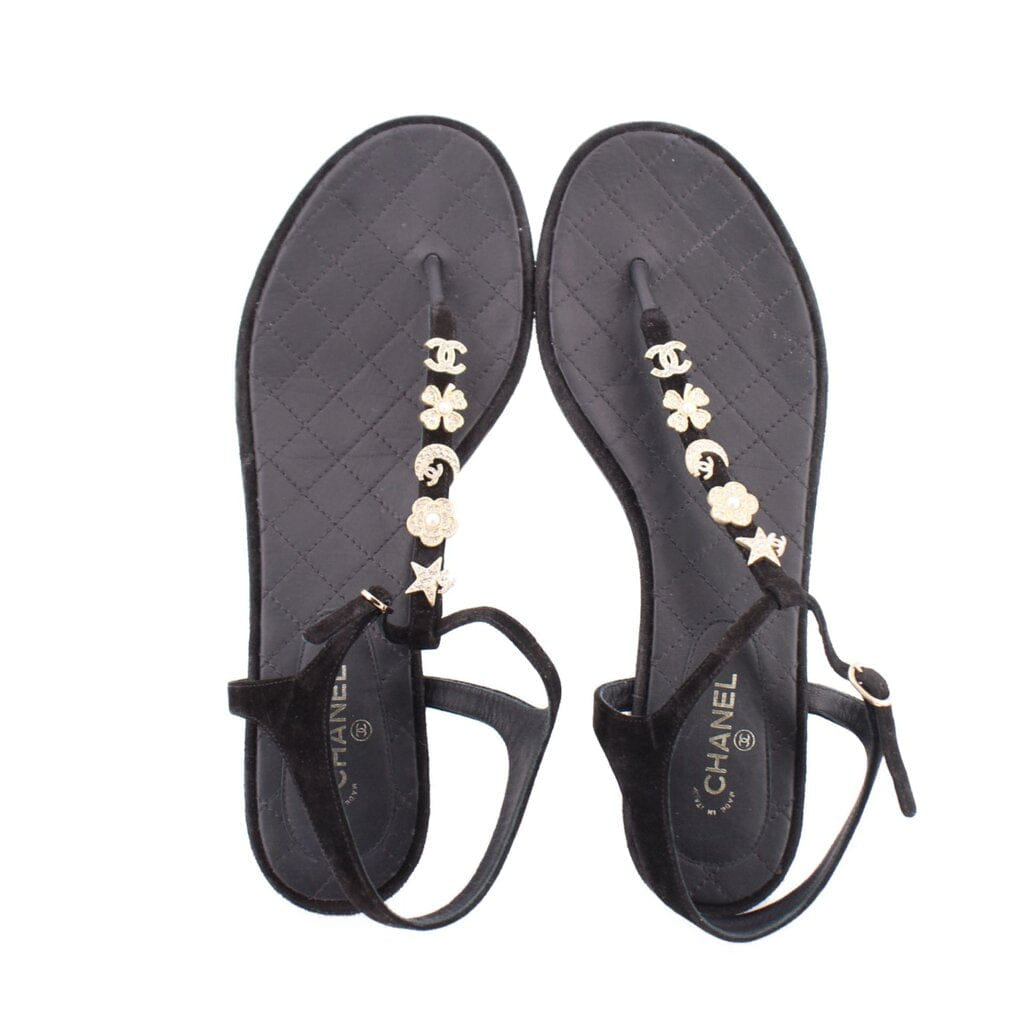 Chanel CHARM THONG SANDALS BLACK 41 EU | 10 US