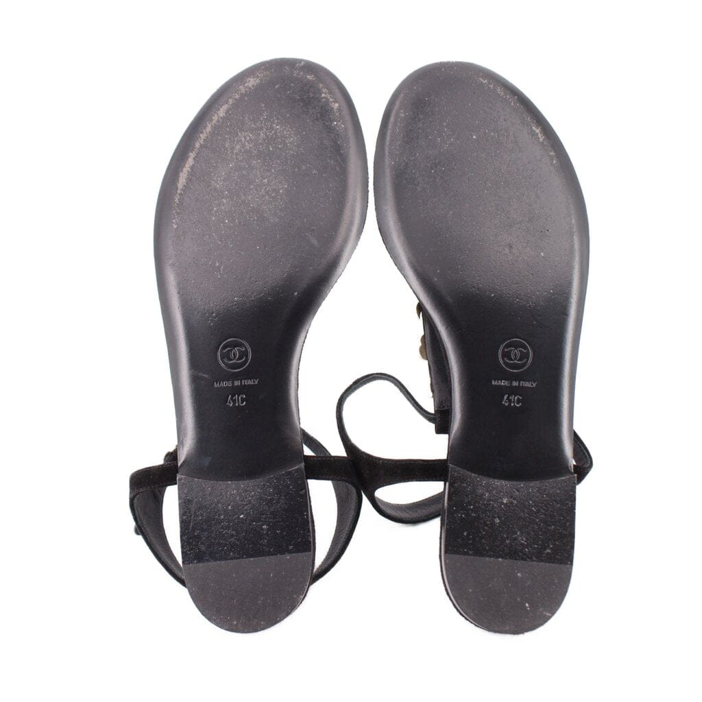 Chanel CHARM THONG SANDALS BLACK 41 EU | 10 US