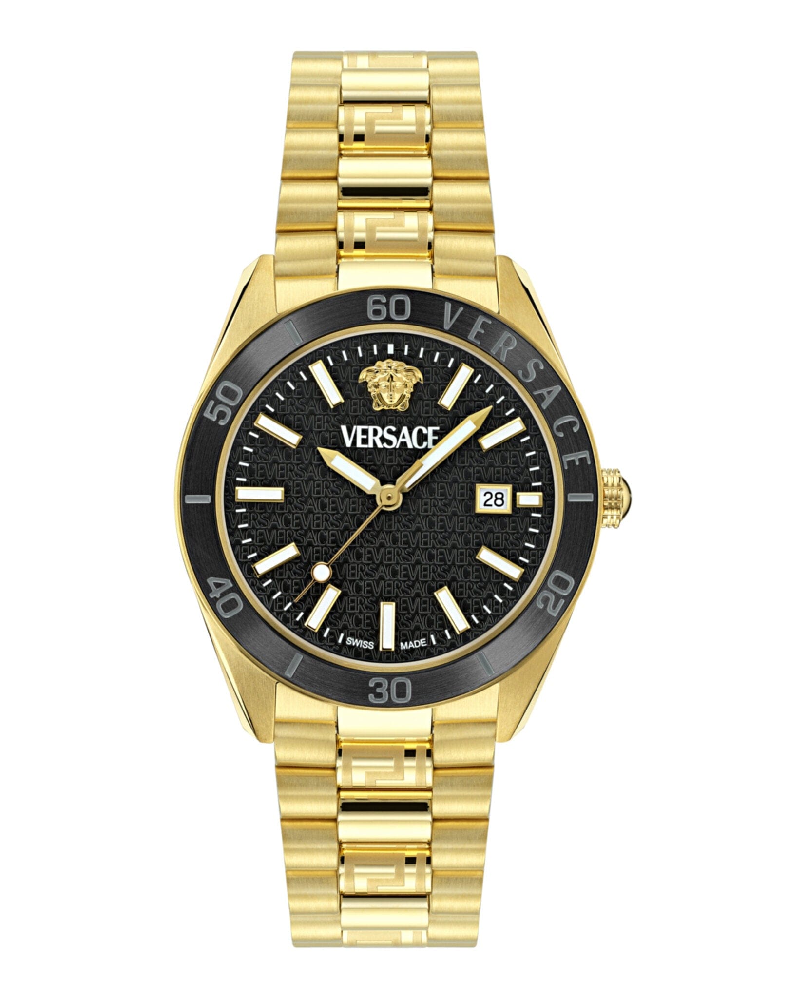 Versace Mens Gold 42 mm Bracelet Fashion Watch