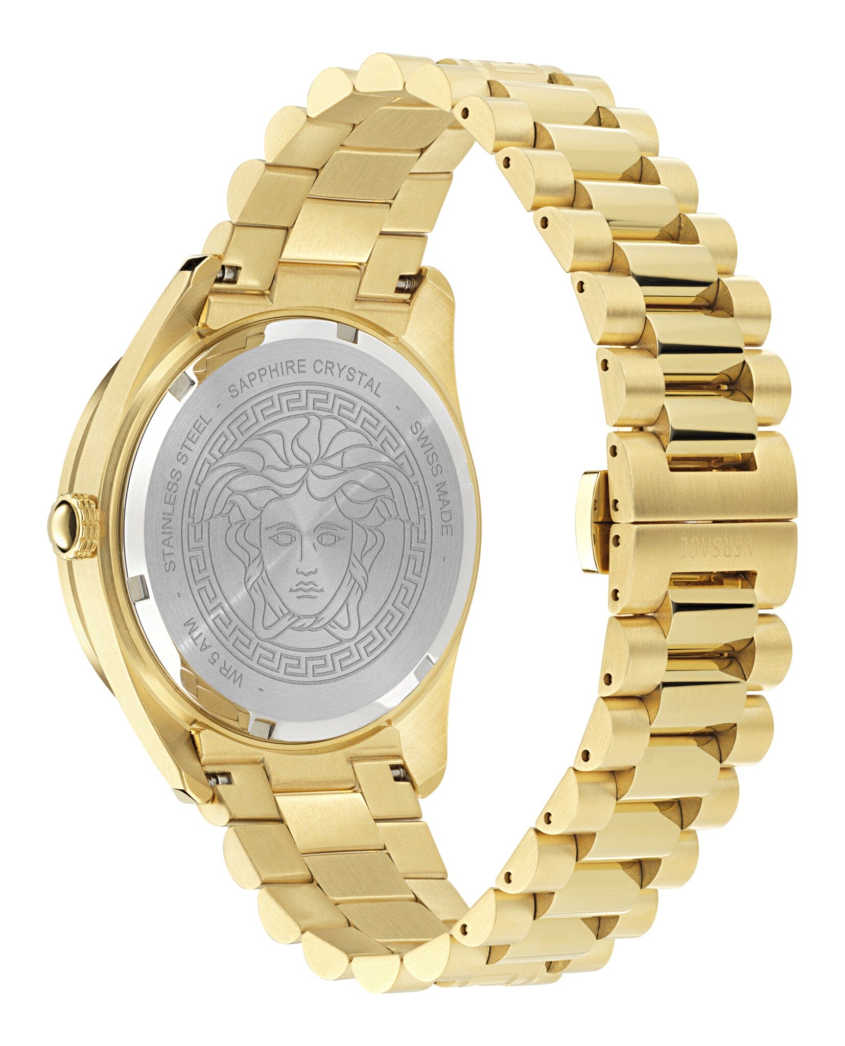 Versace Mens Gold 42 mm Bracelet Fashion Watch