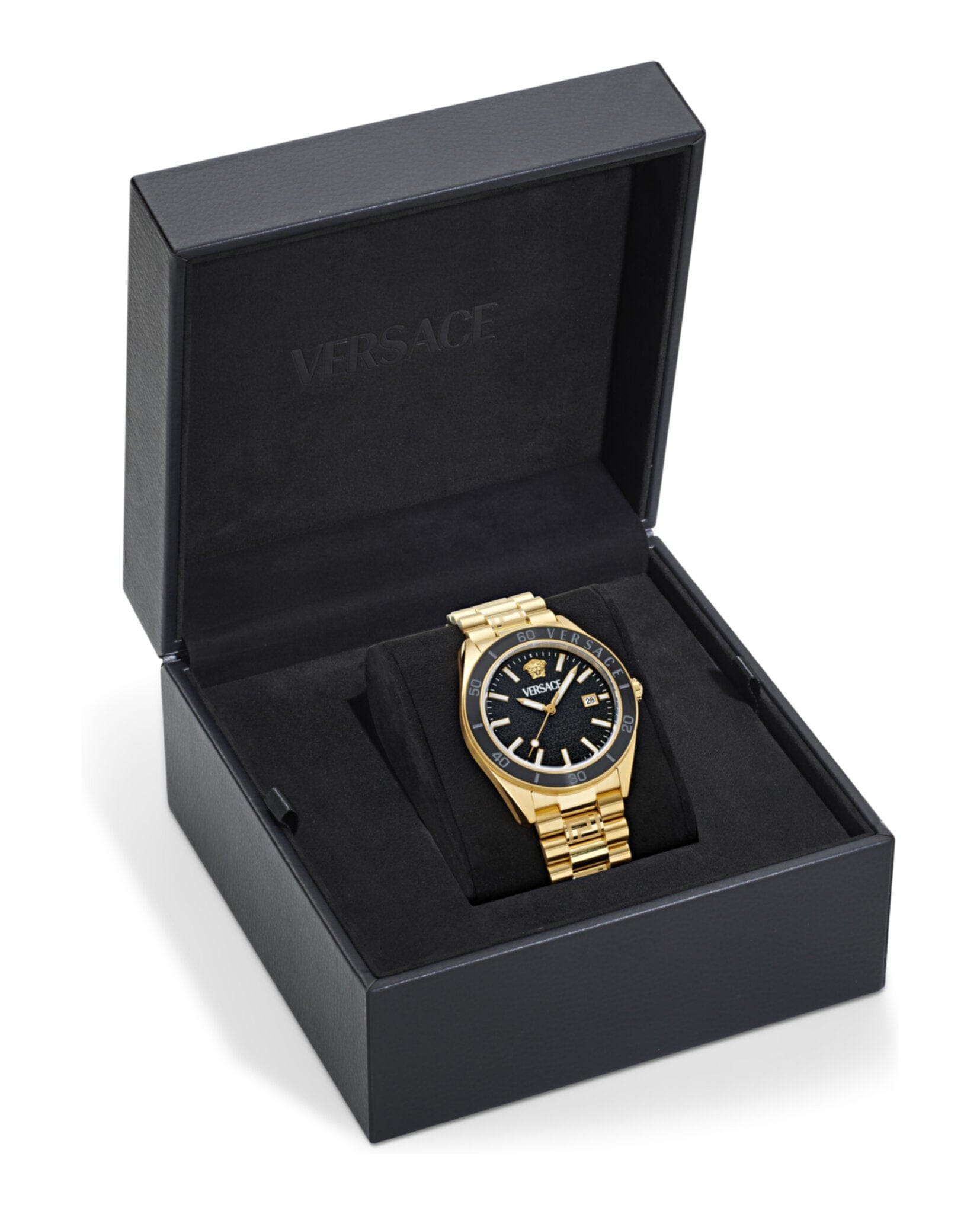 Versace Mens Gold 42 mm Bracelet Fashion Watch