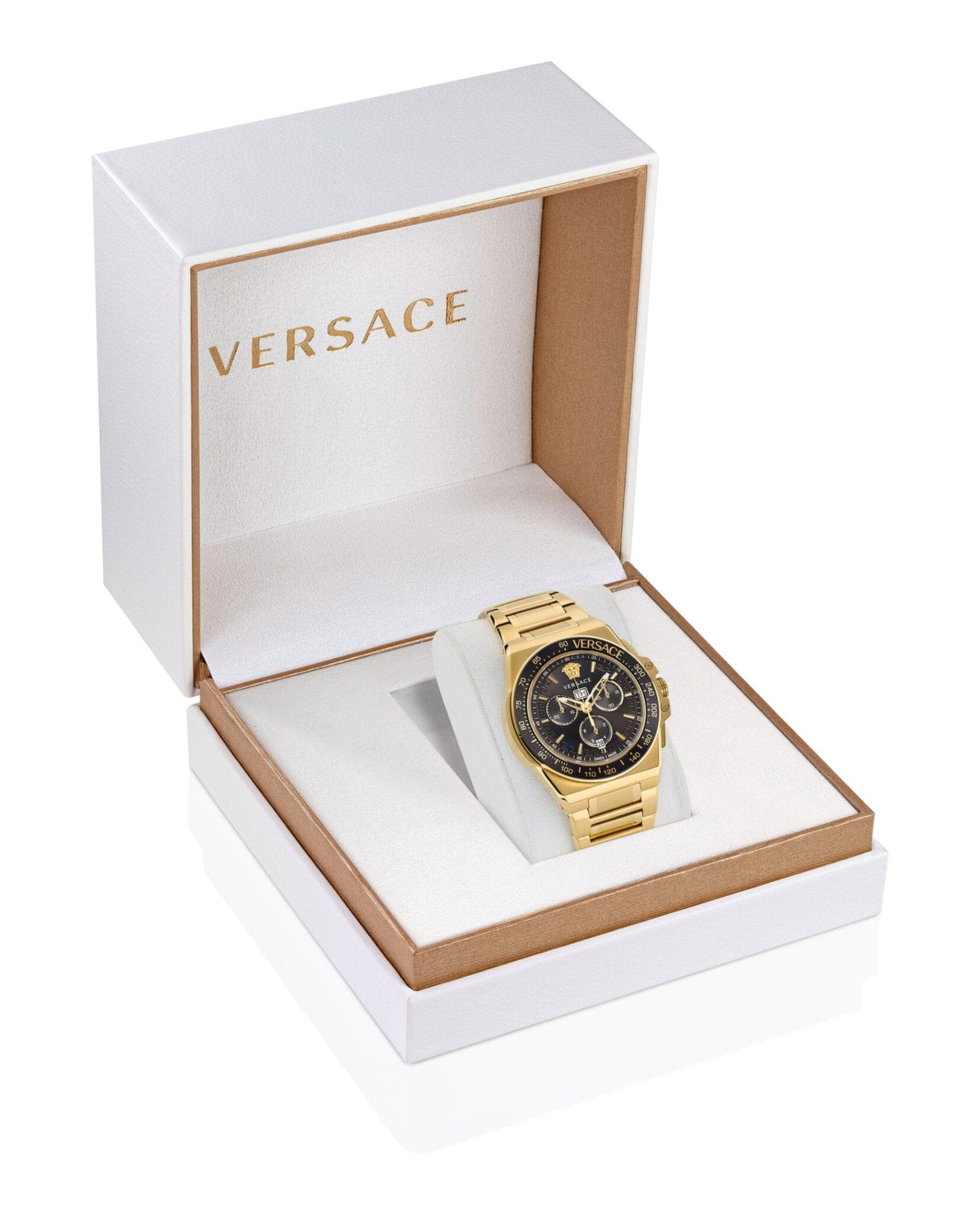 Versace Mens Gold 45 mm Bracelet Fashion Watch
