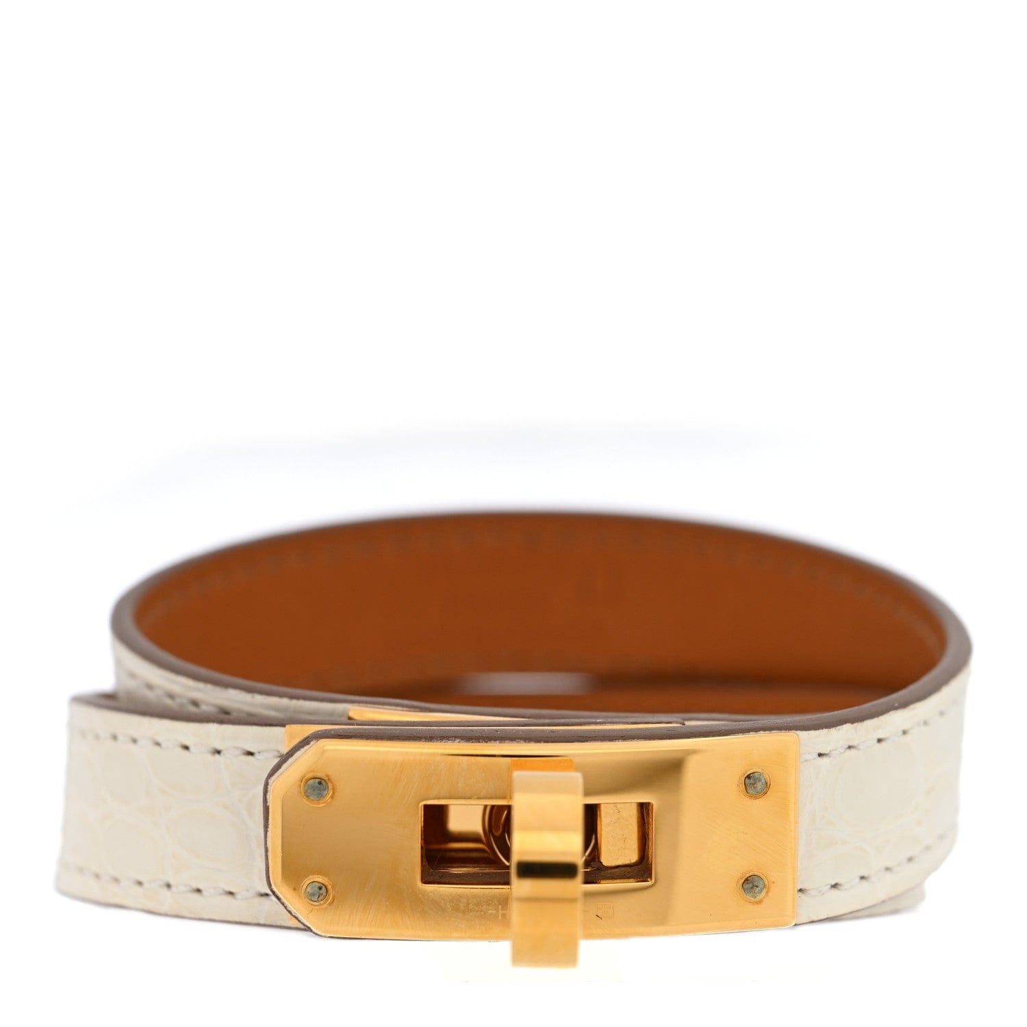 Hermes Matte Alligator Kelly Double Tour Bracelet T2 Beton