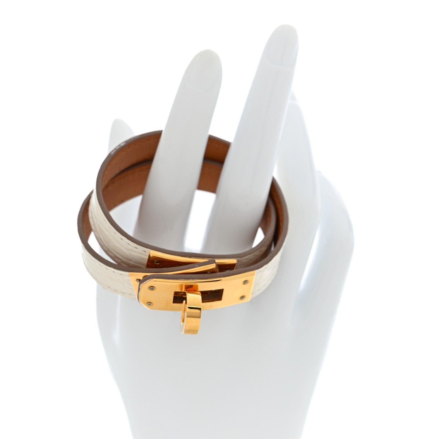 Hermes Matte Alligator Kelly Double Tour Bracelet T2 Beton