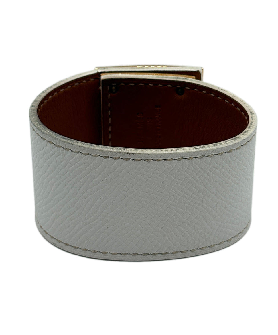 Hermes White Leather Kelly Dog Bracelet