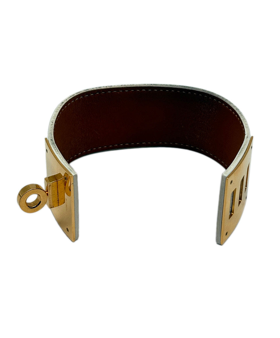 Hermes White Leather Kelly Dog Bracelet